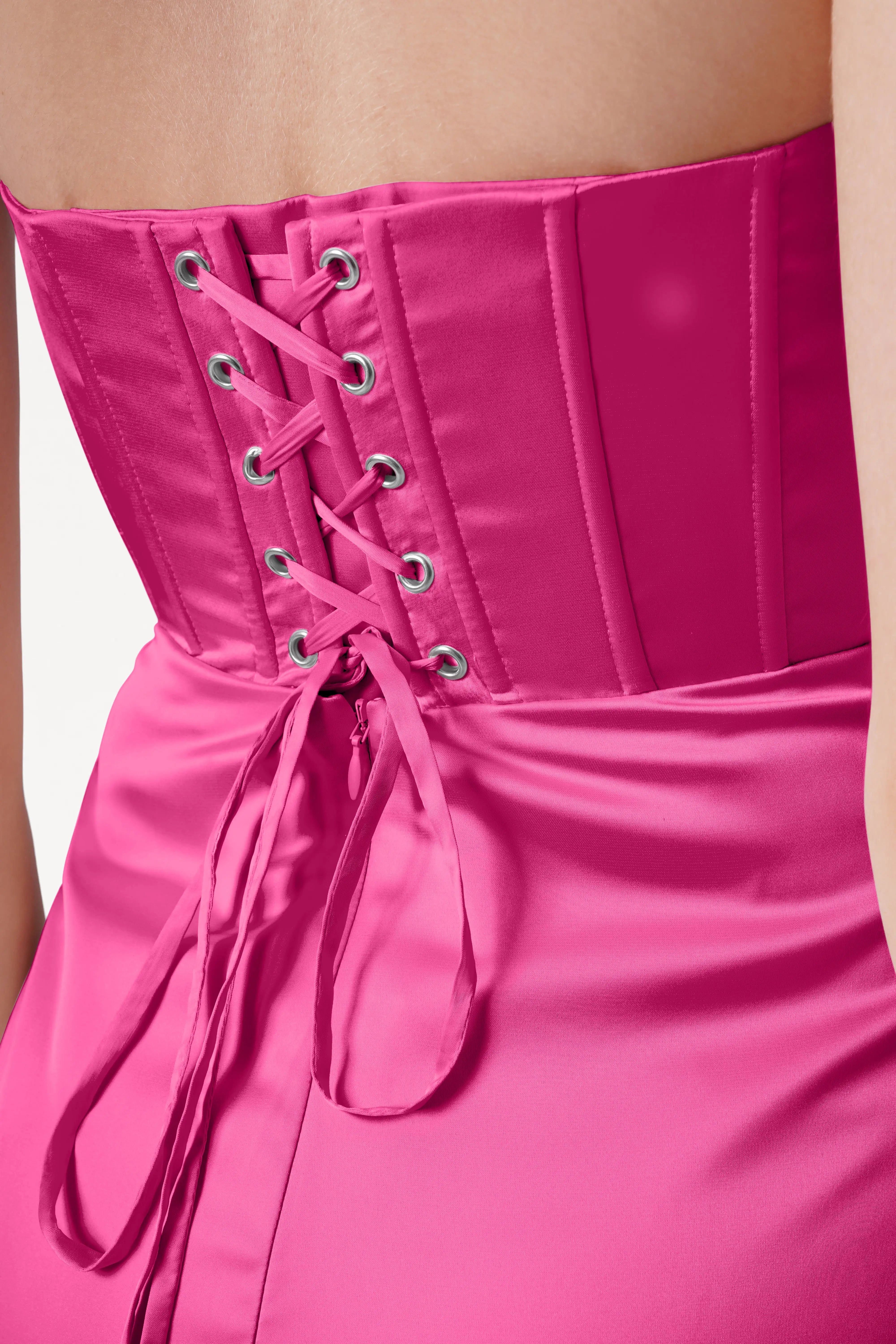 Selena Bridesmaid Dress in Cerise Satin