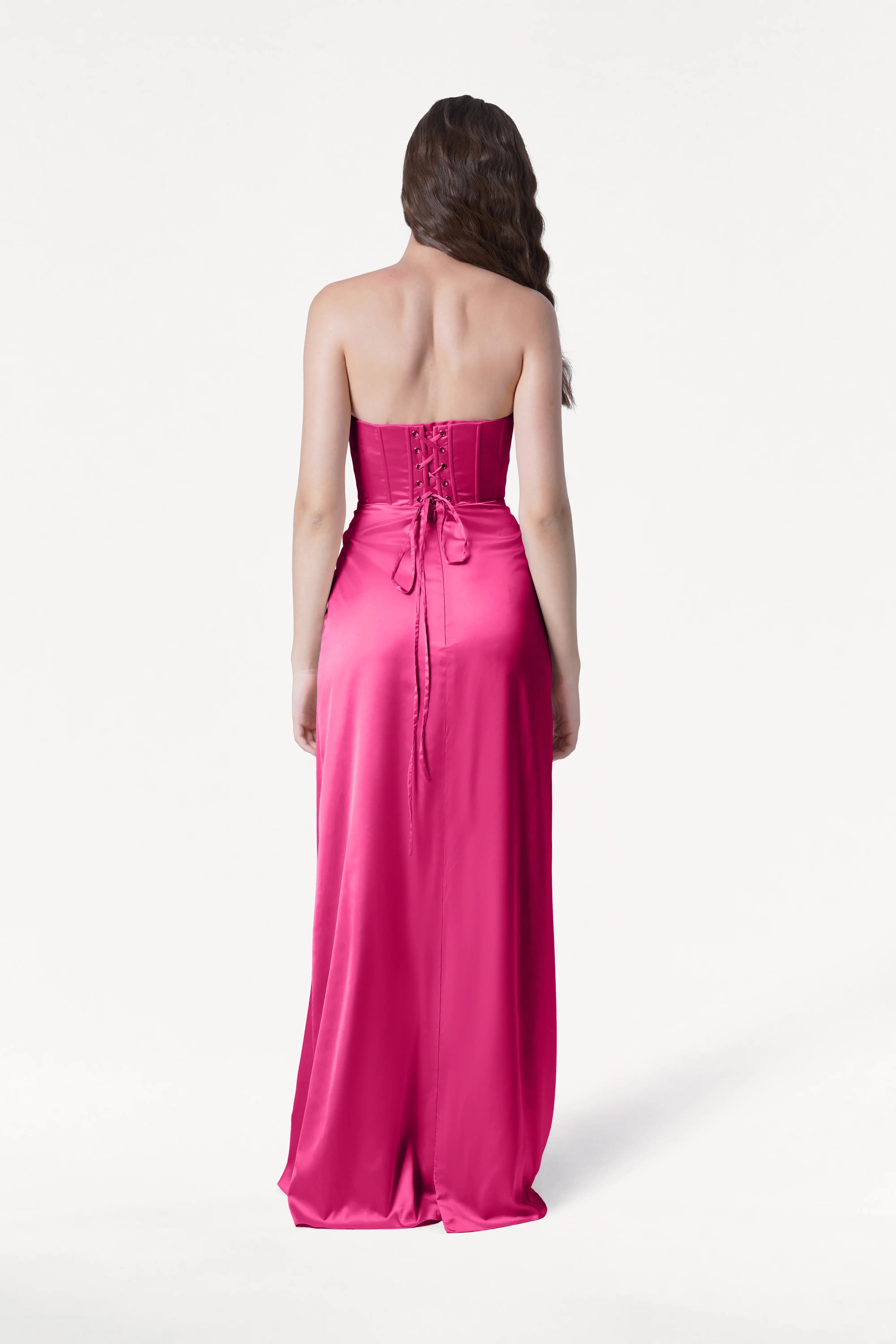 Selena Bridesmaid Dress in Cerise Satin