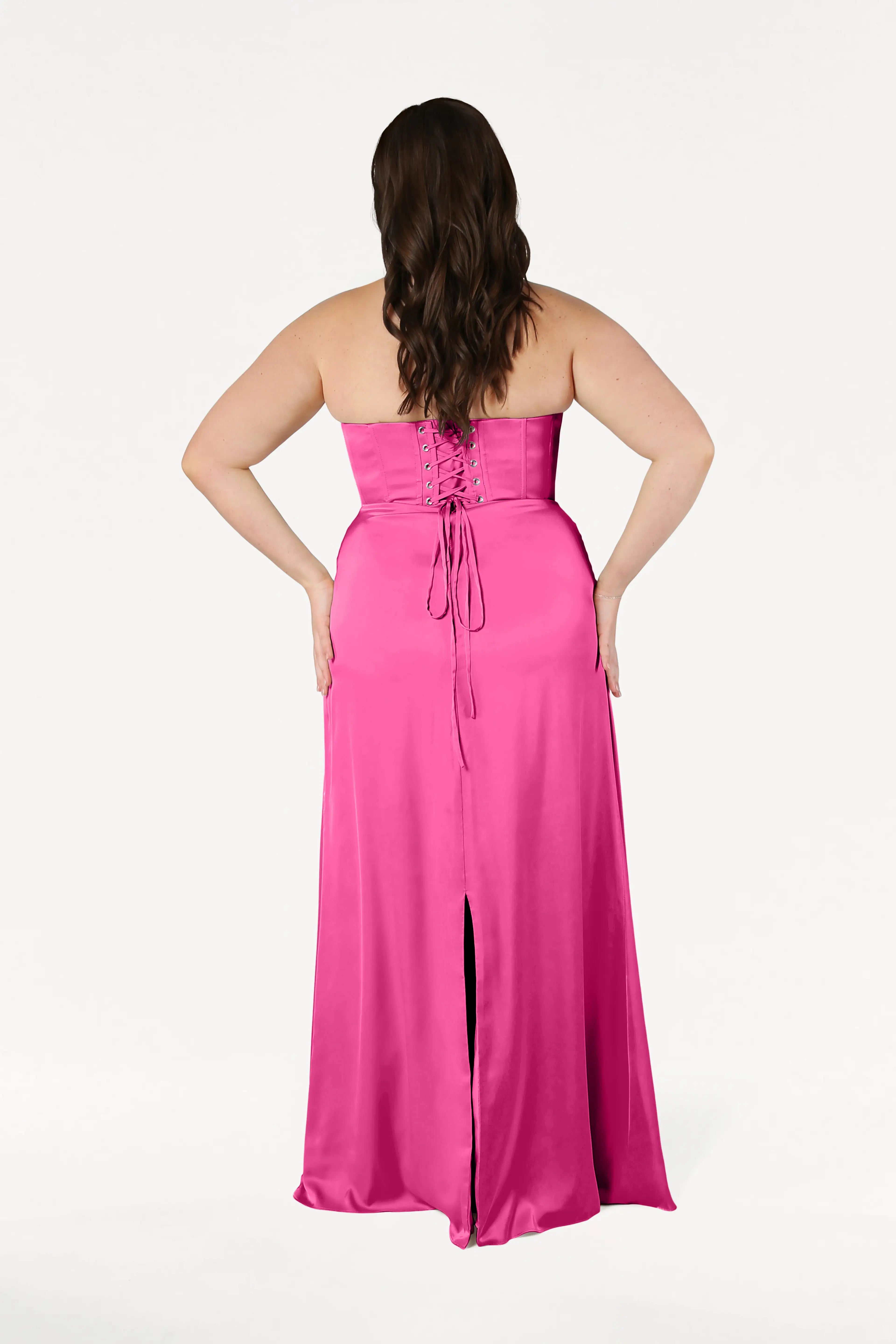 Selena Bridesmaid Dress in Cerise Satin