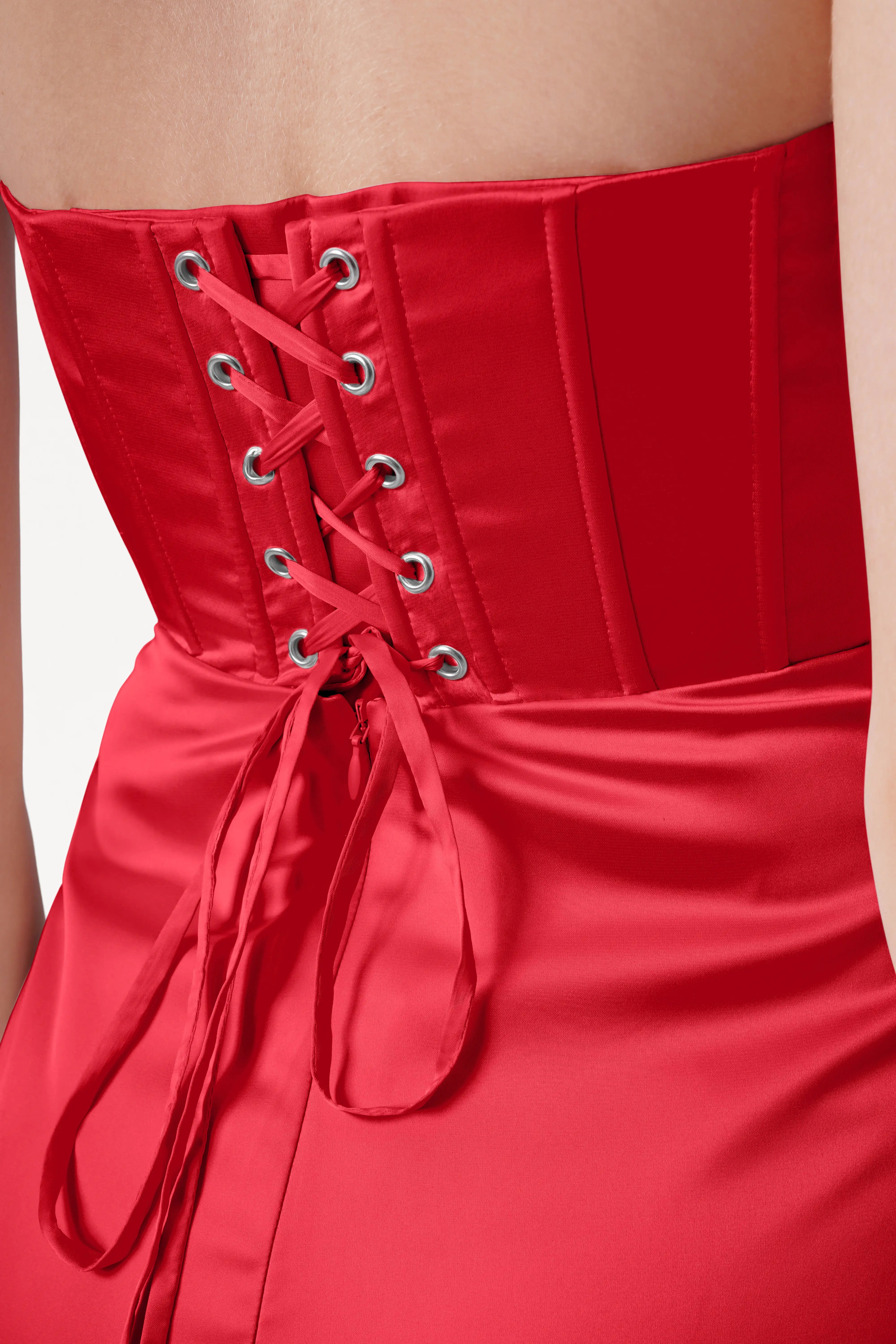 Selena Bridesmaid Dress in Ruby Satin