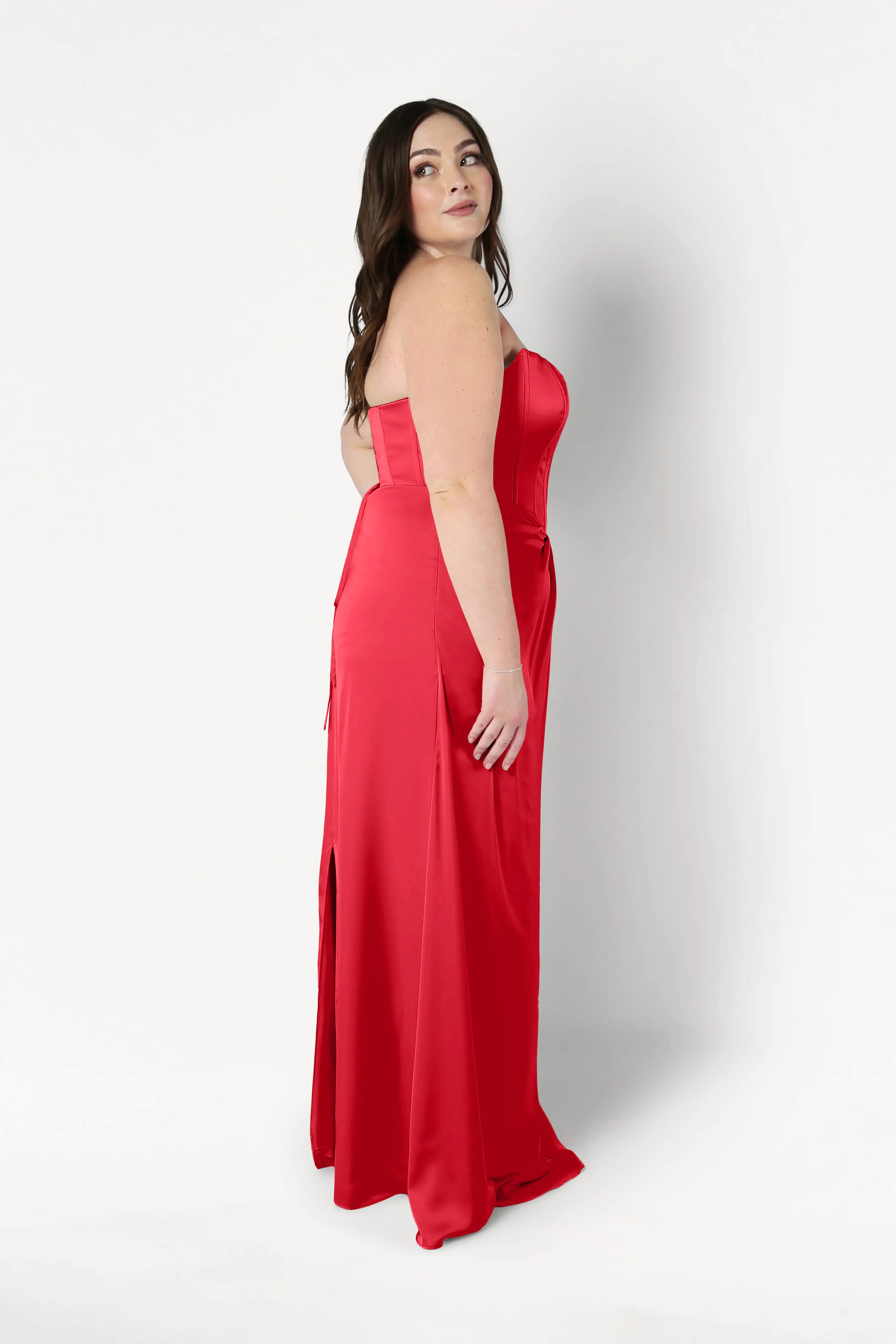 Selena Bridesmaid Dress in Ruby Satin