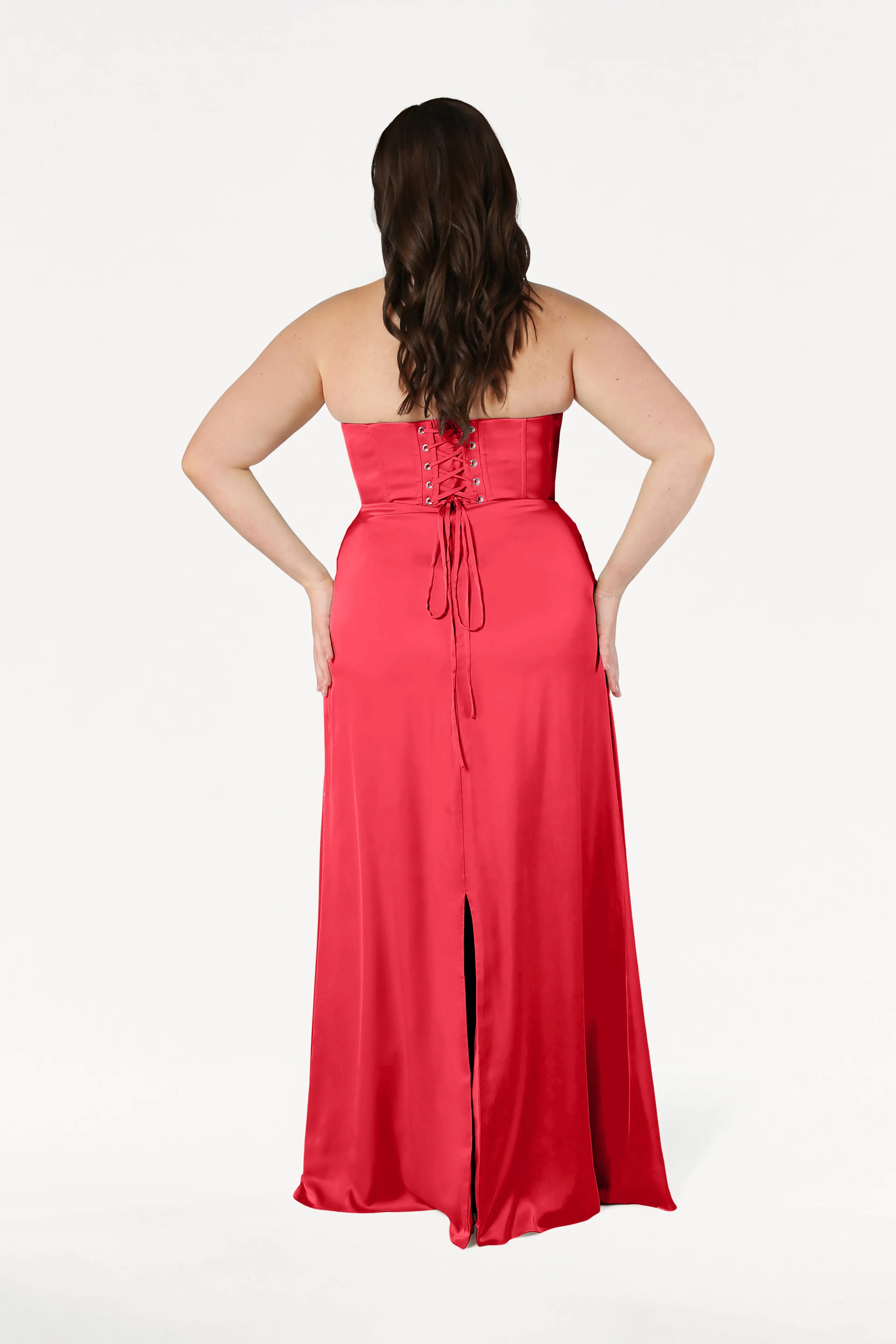 Selena Bridesmaid Dress in Ruby Satin