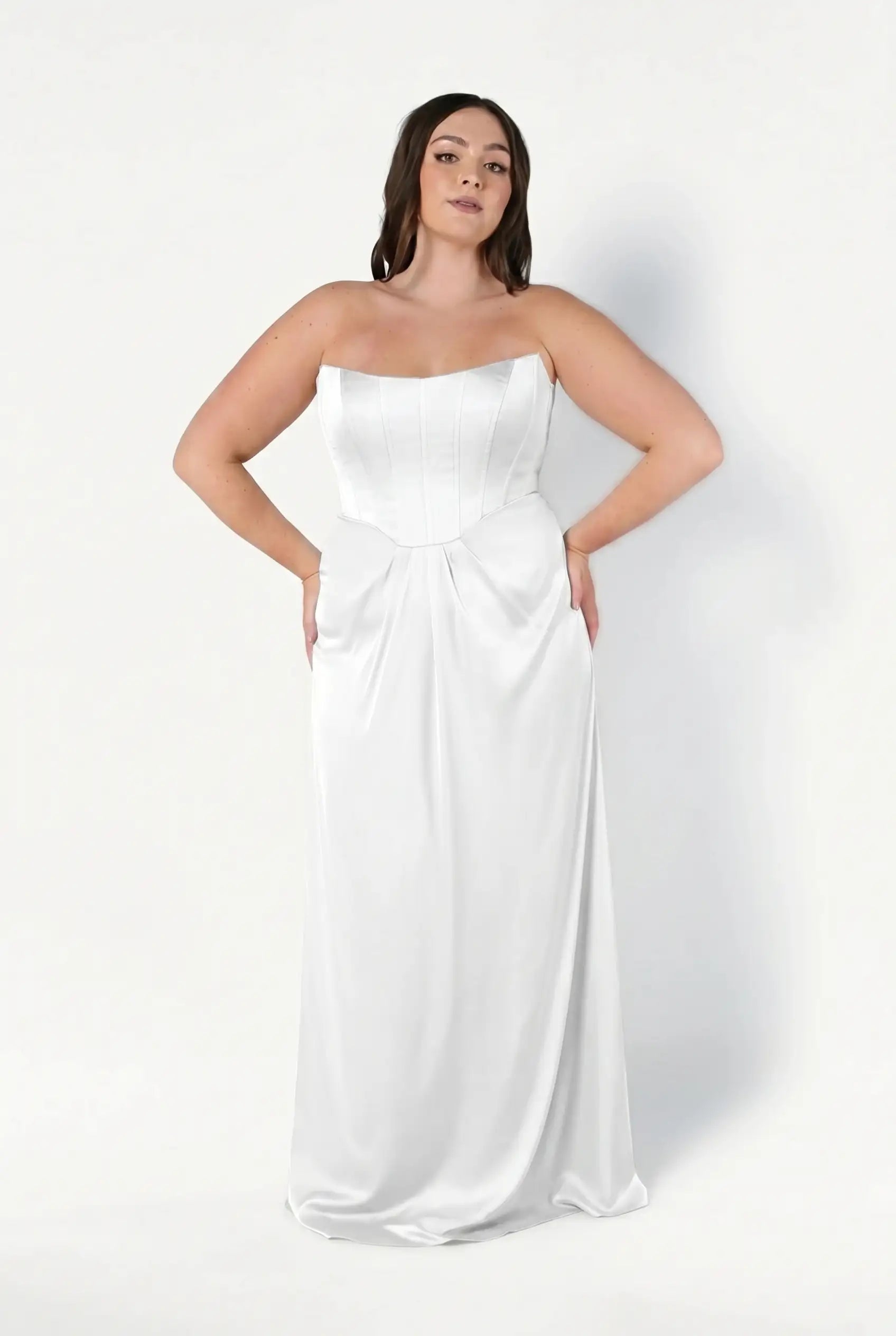 Selena Dress in Ivory Satin