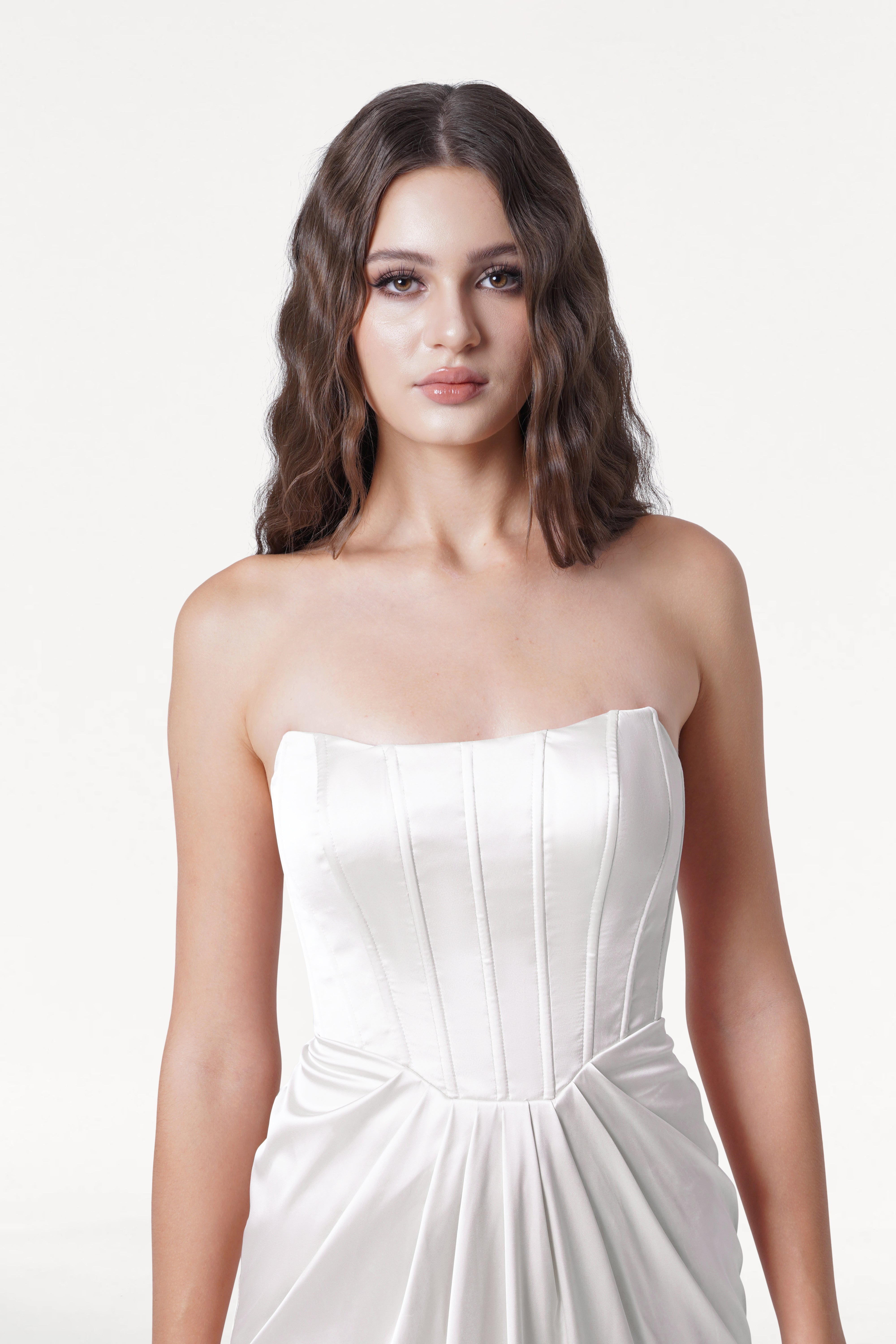 Selena Dress in Ivory Satin