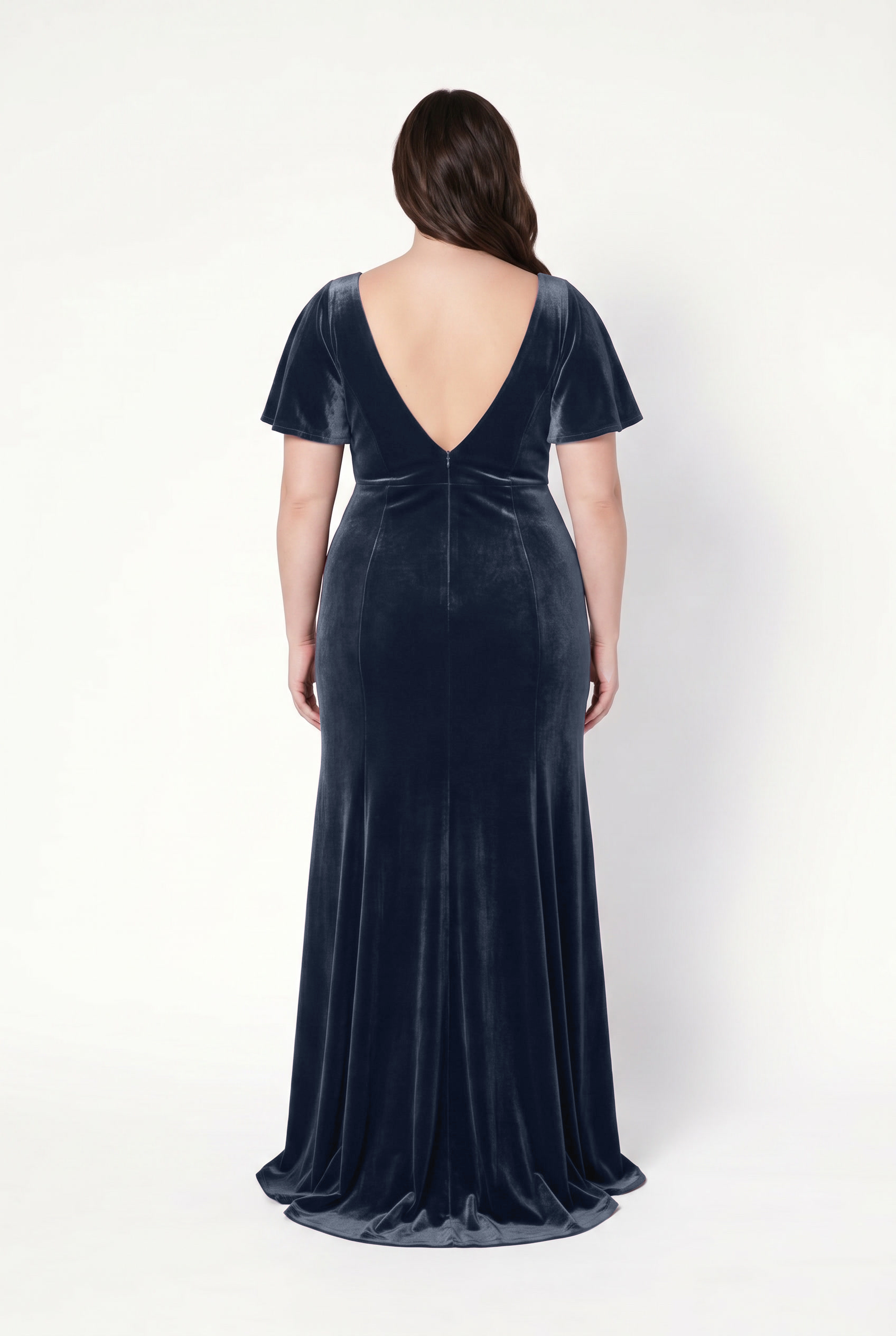 blue dress for baby girl TH&TH Celeste Velvet Bridesmaid Dress in Smoke Blue – TH and TH