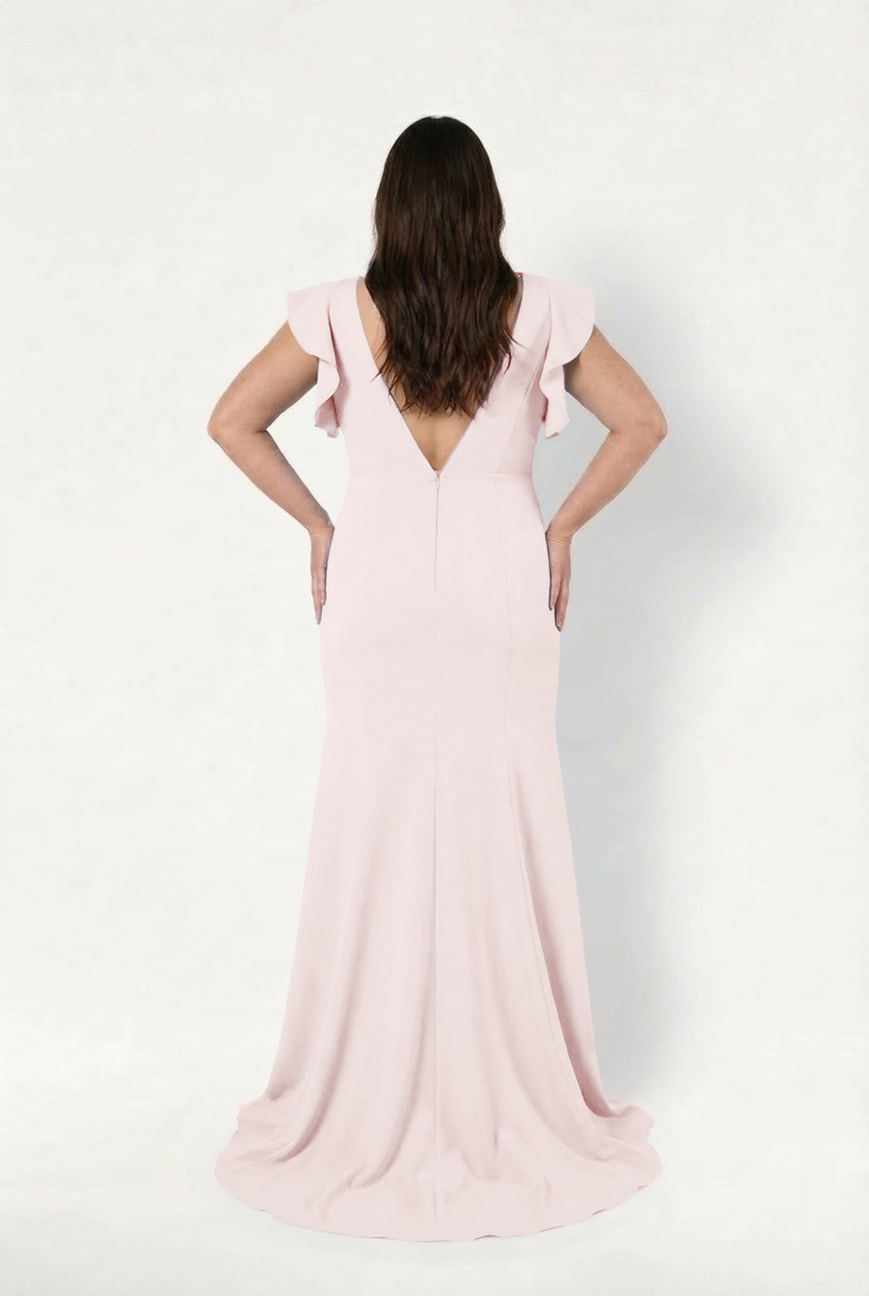 Cecelia Moss Crepe Bridesmaid Dress in Smoked Blush Moss Crepe