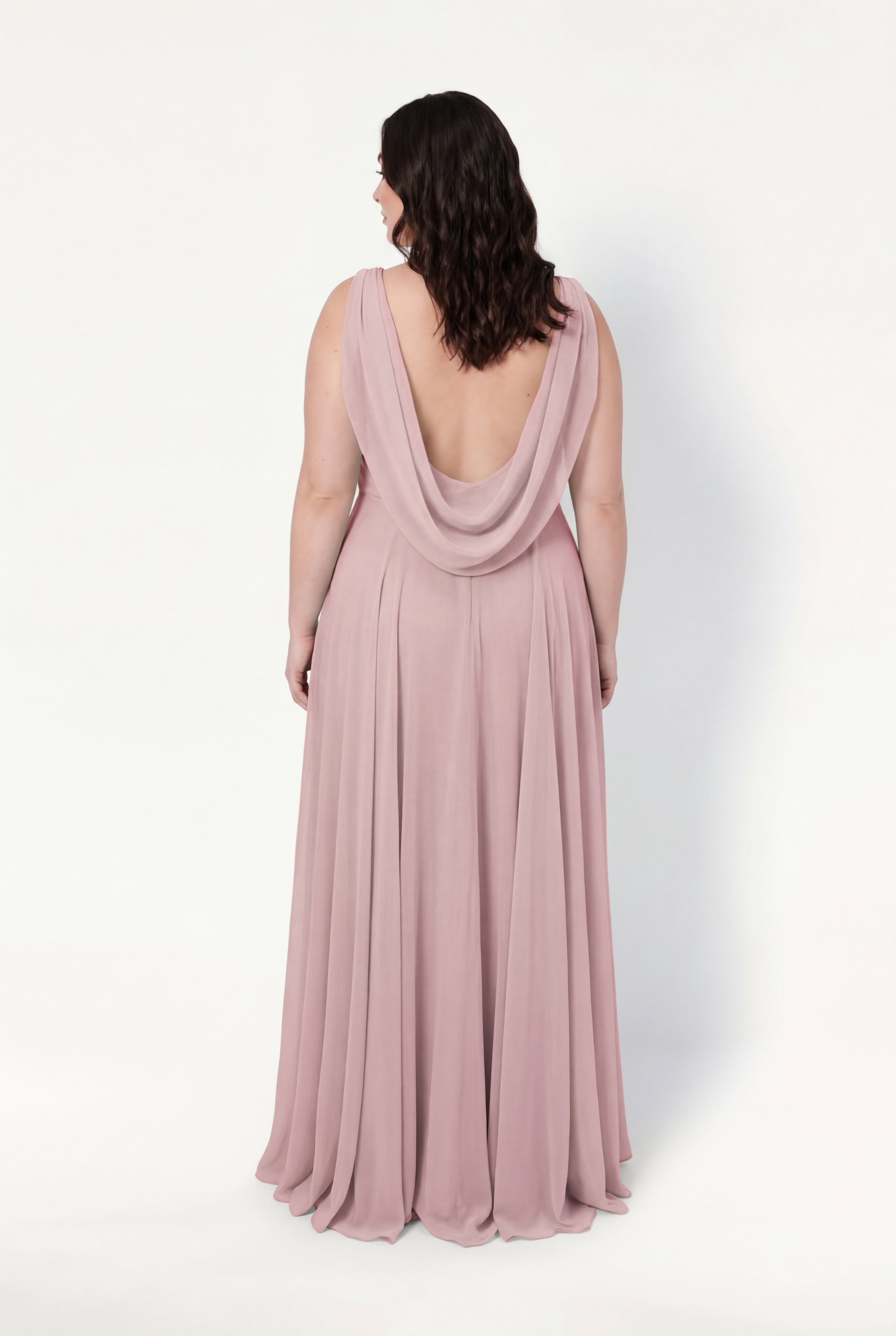 Athena Bridesmaid Dress In Smoked Blush Chiffon