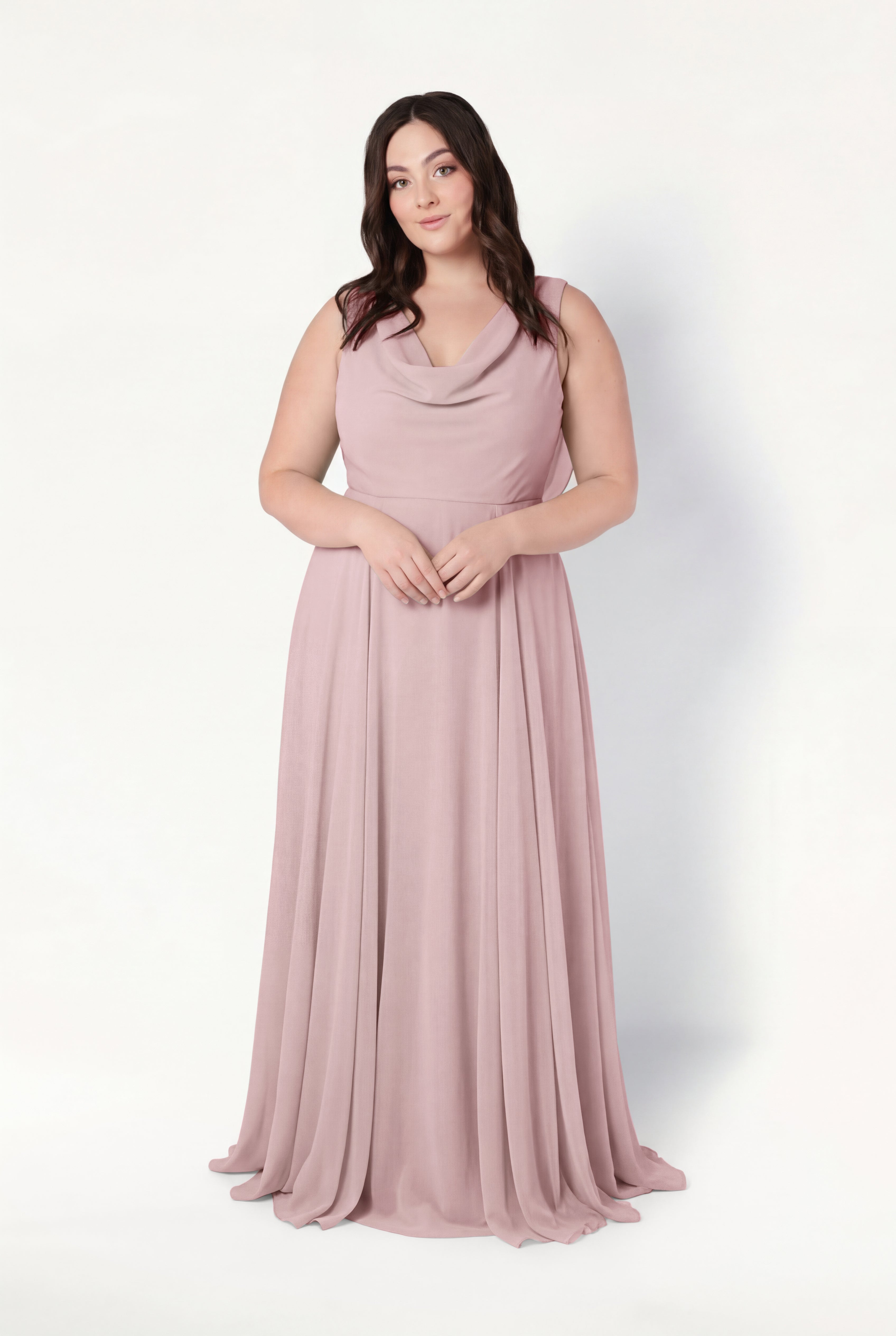 Athena Bridesmaid Dress In Smoked Blush Chiffon