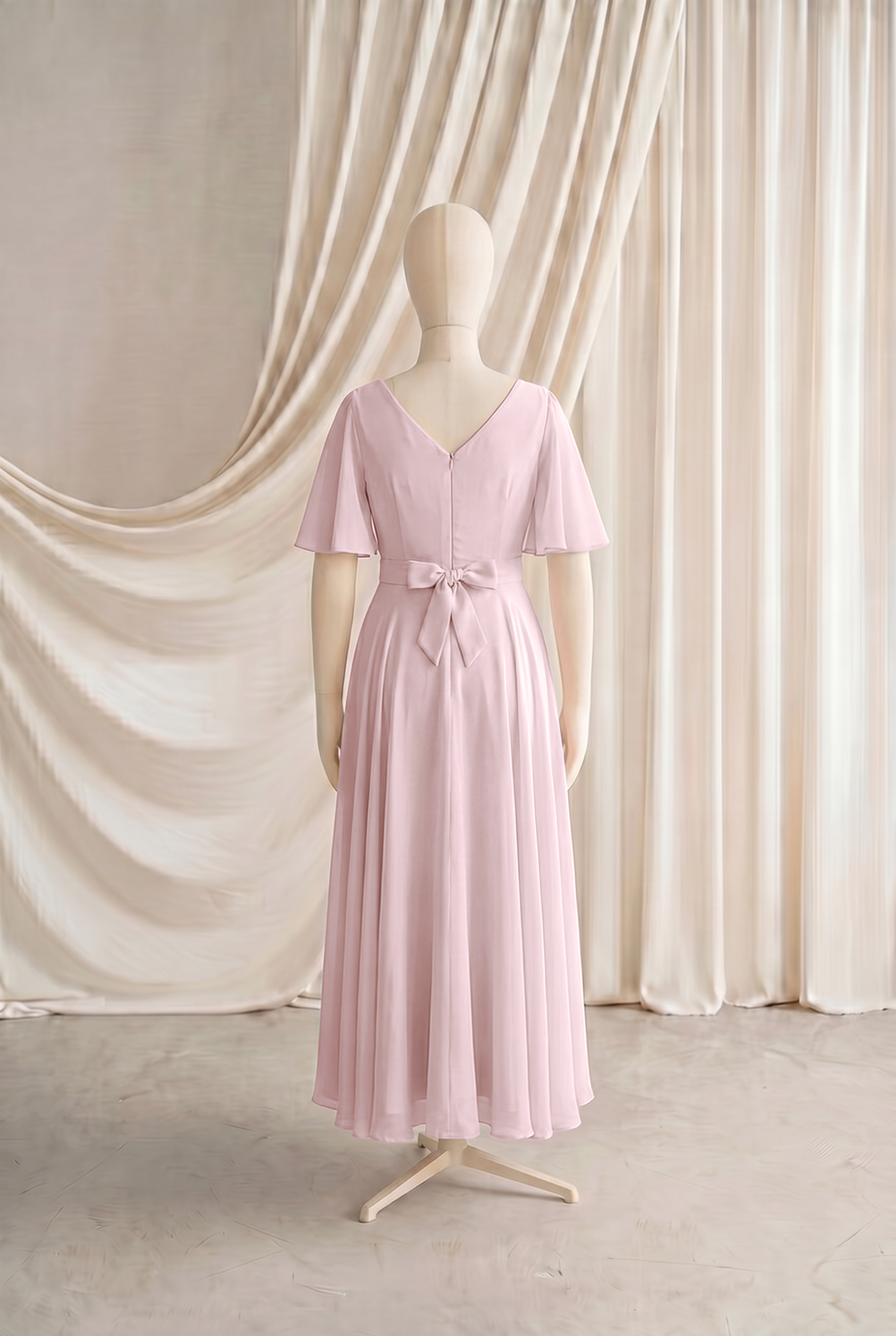 Phoebe Junior Bridesmaid Dress In Smoked Blush Chiffon