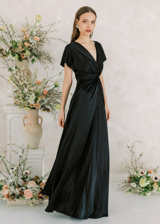 Camilla Bridesmaid Dress in Black Satin