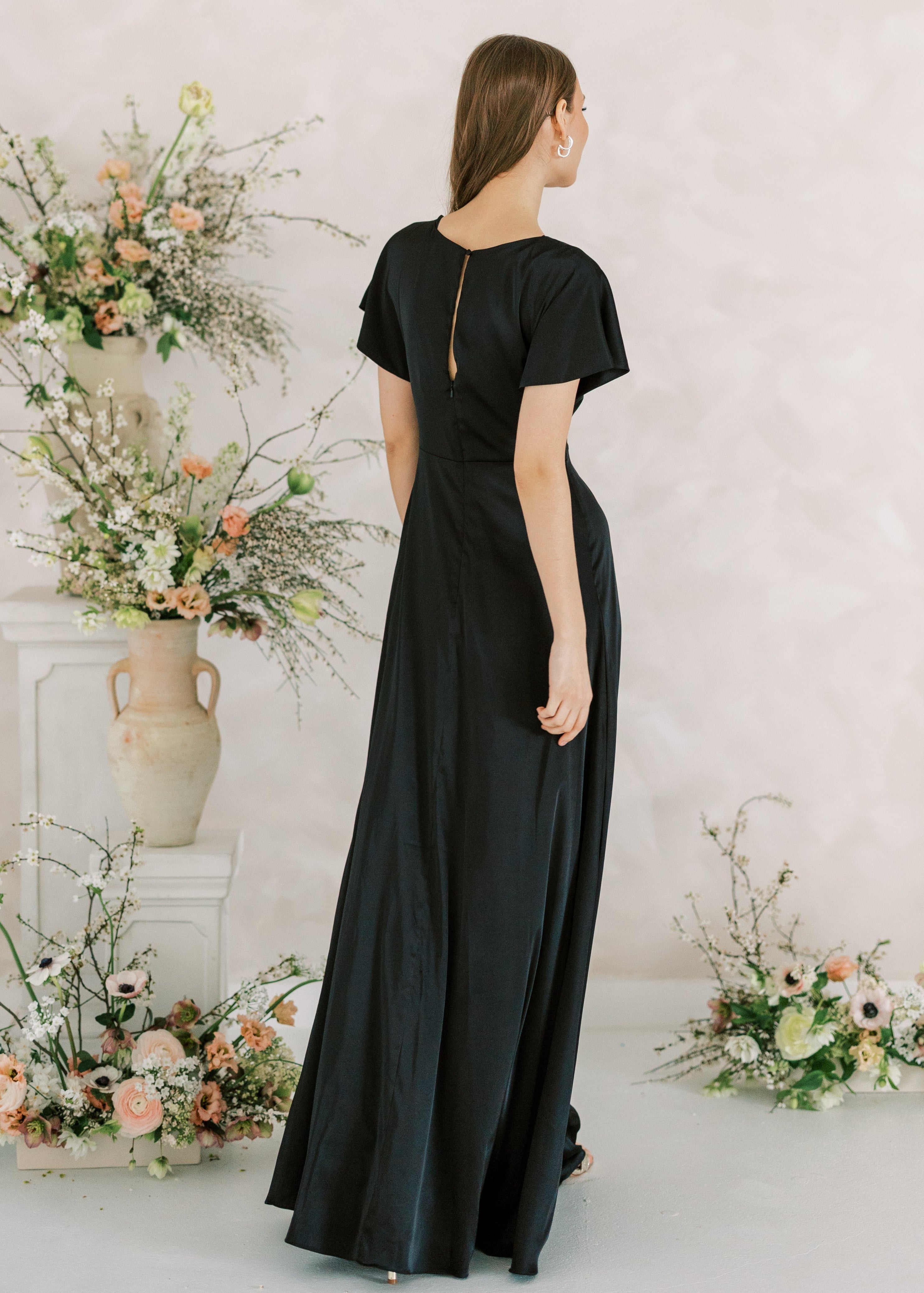 Camilla Bridesmaid Dress in Black Satin