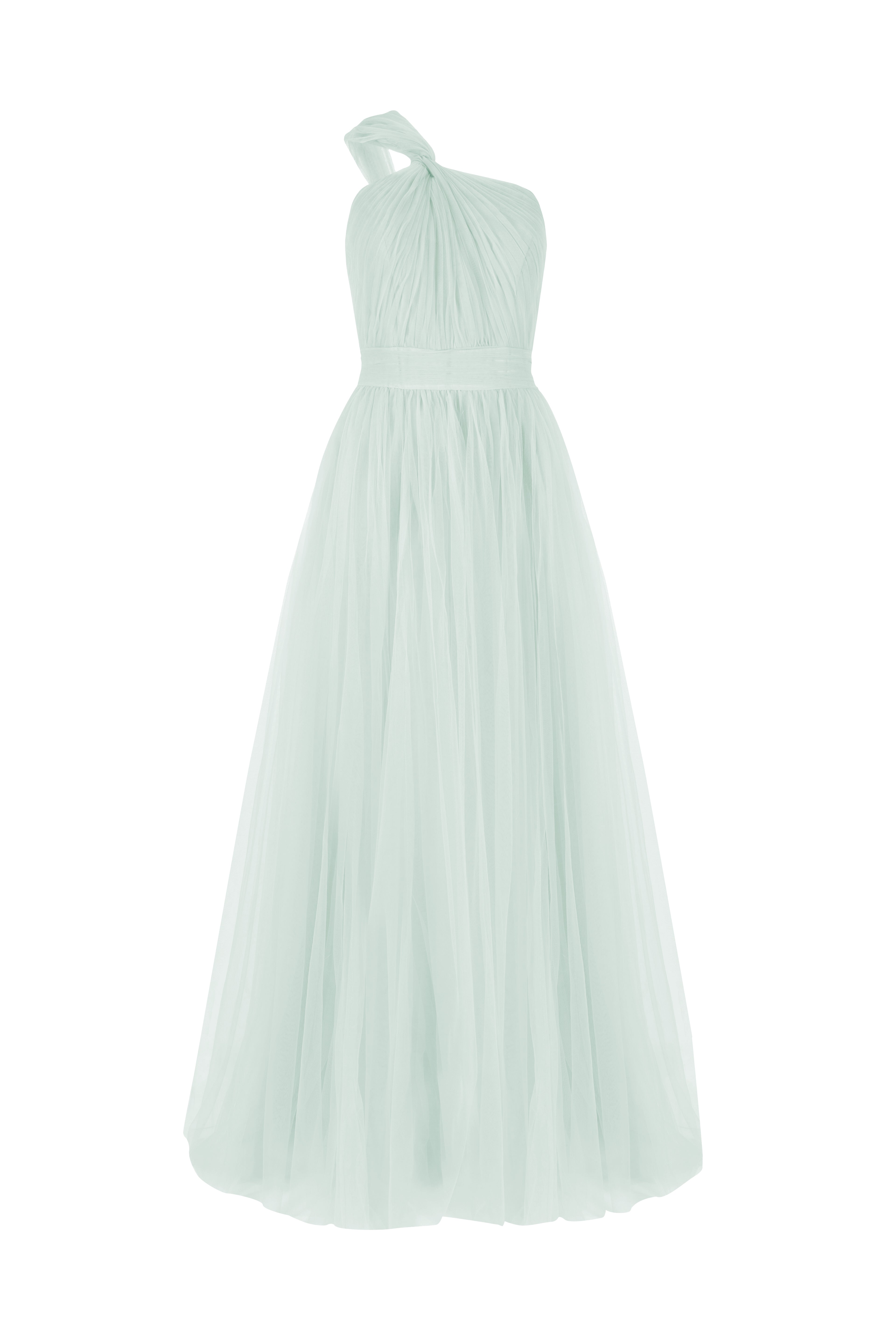 TH&TH static image of tulle dress in green, front view cut out. 