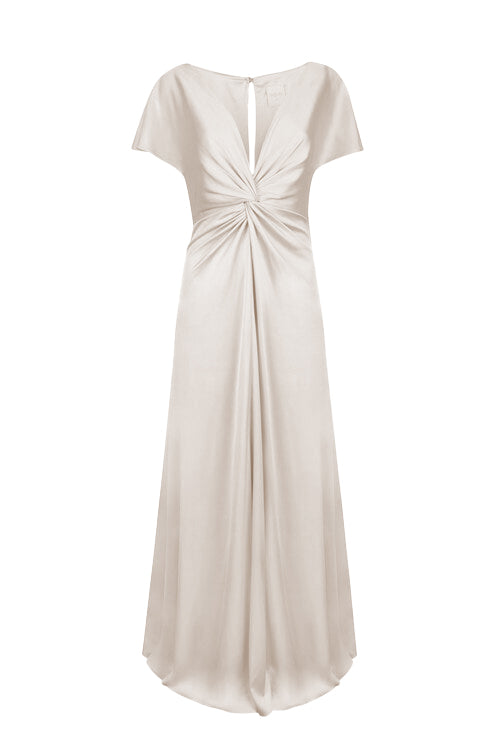 Oyster bridesmaid dress with twist knot detail by TH&TH.