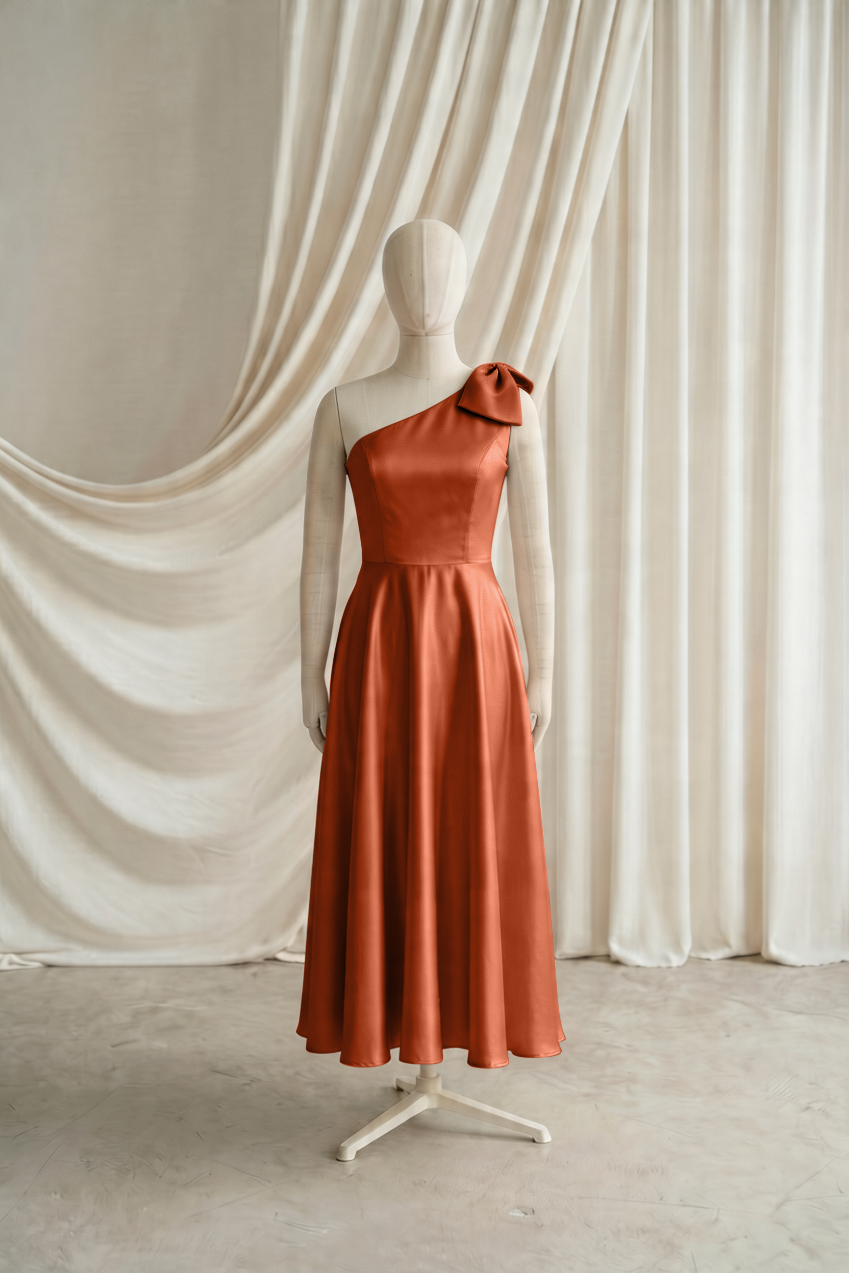 Zara Junior Bridesmaid Dress in Terracotta Satin