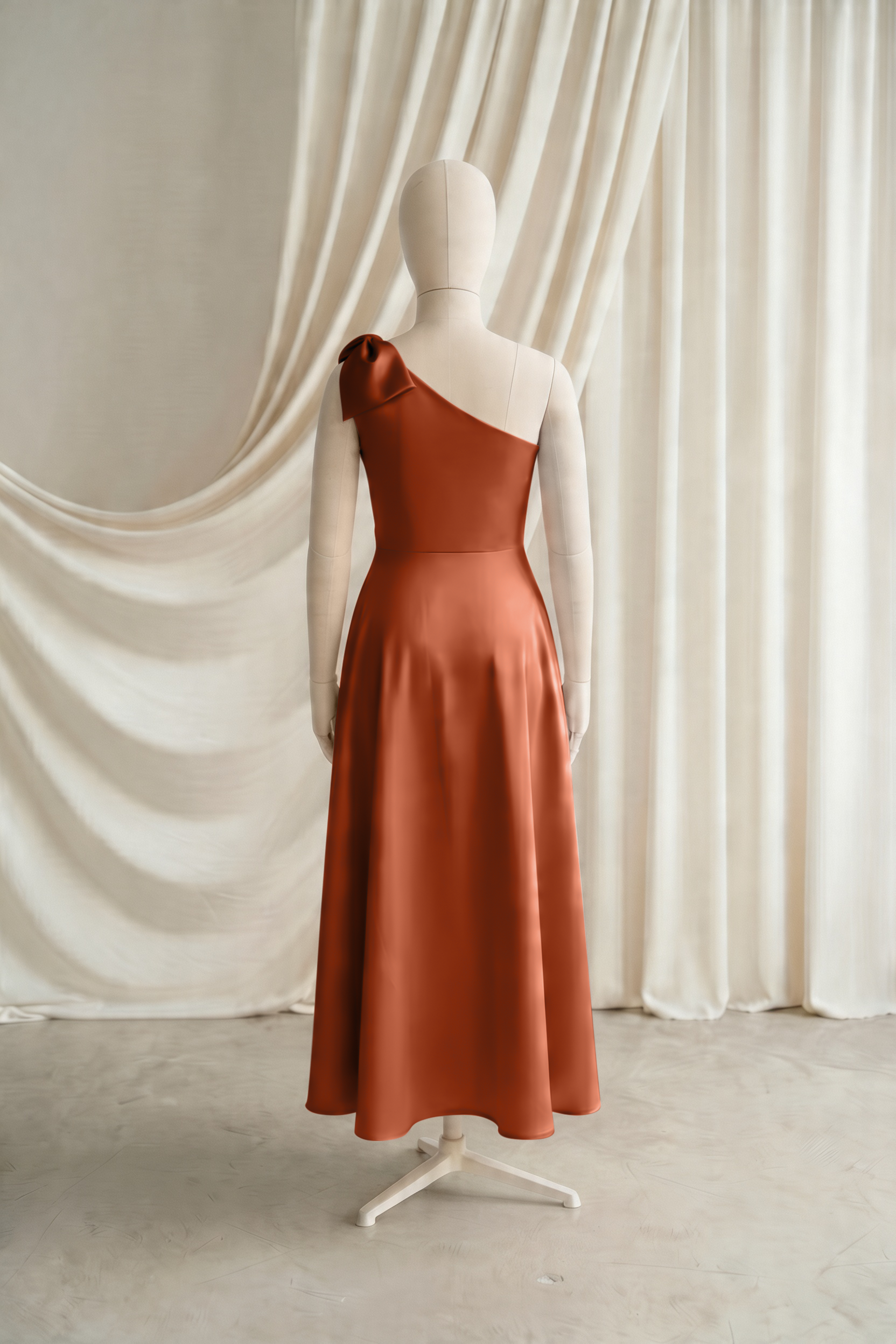 Zara Junior Bridesmaid Dress in Terracotta Satin