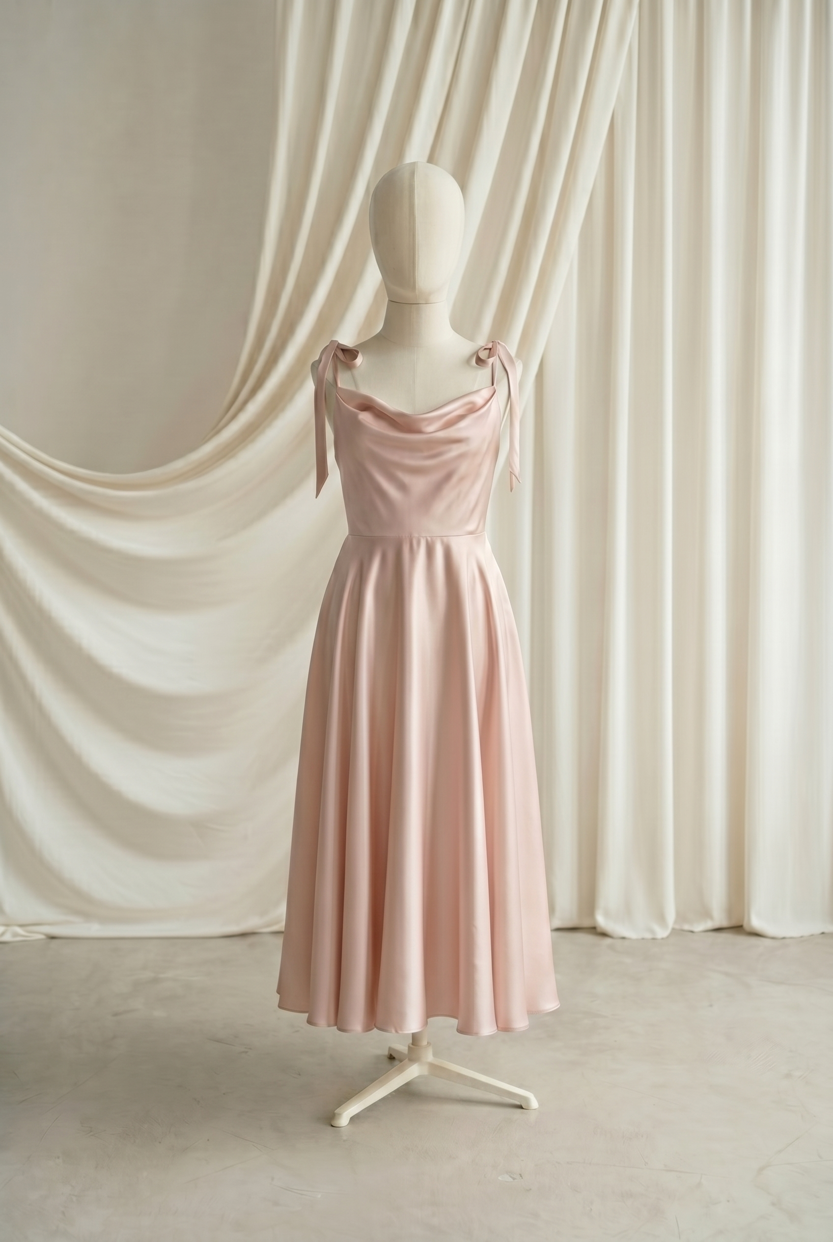 Tilly Junior Bridesmaid Dress in Blush Pink Satin
