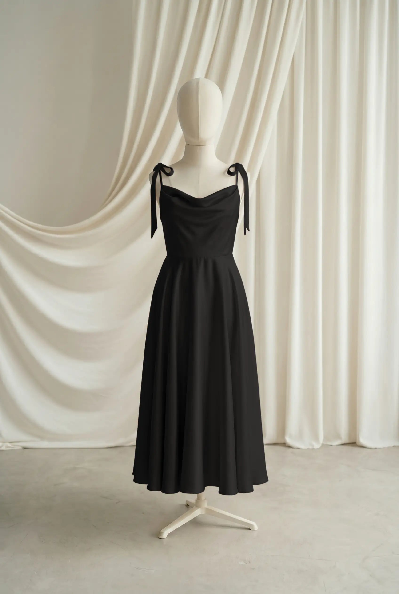 Tilly Junior Bridesmaid Dress in Black Satin