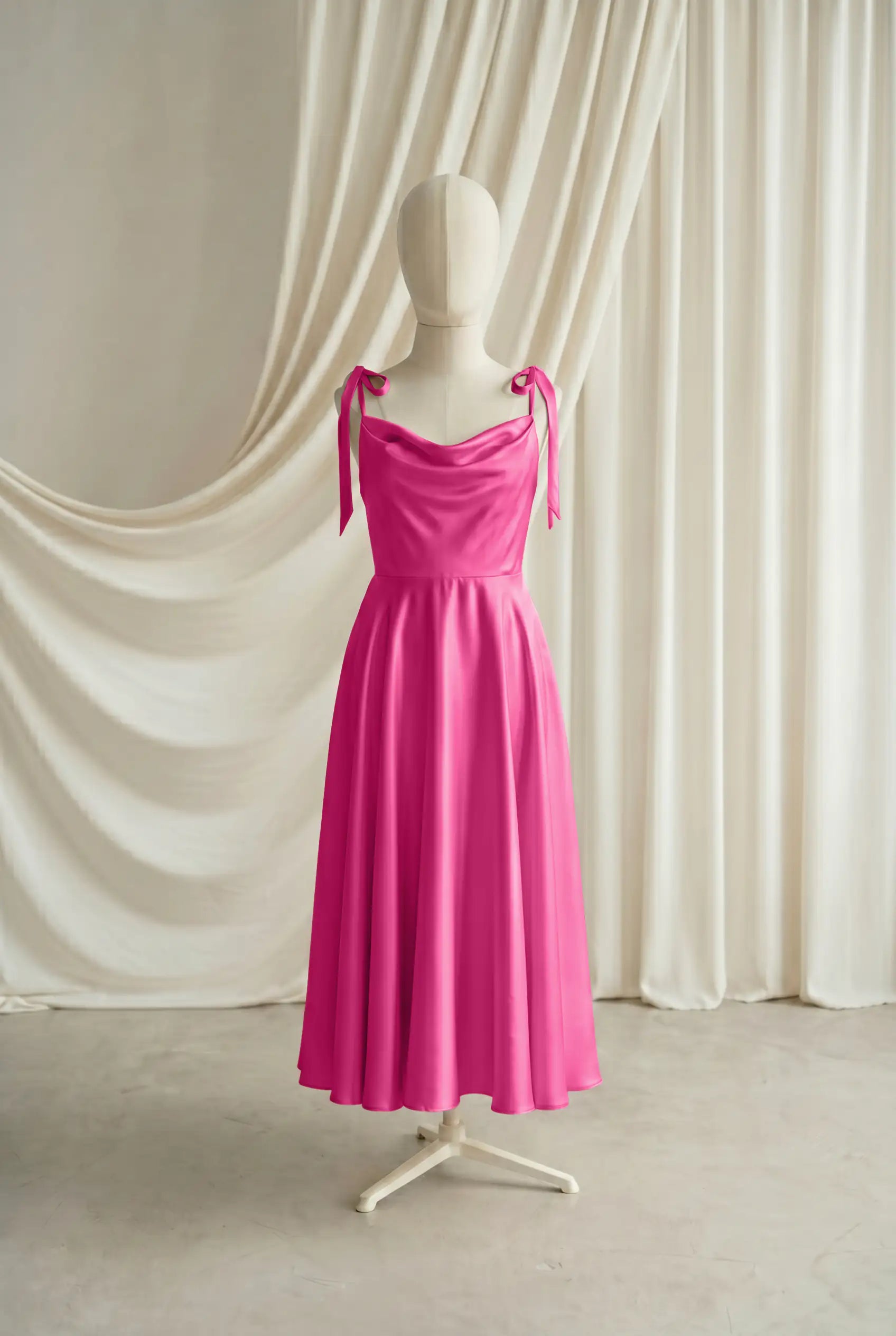 Tilly Junior Bridesmaid Dress in Cerise Satin