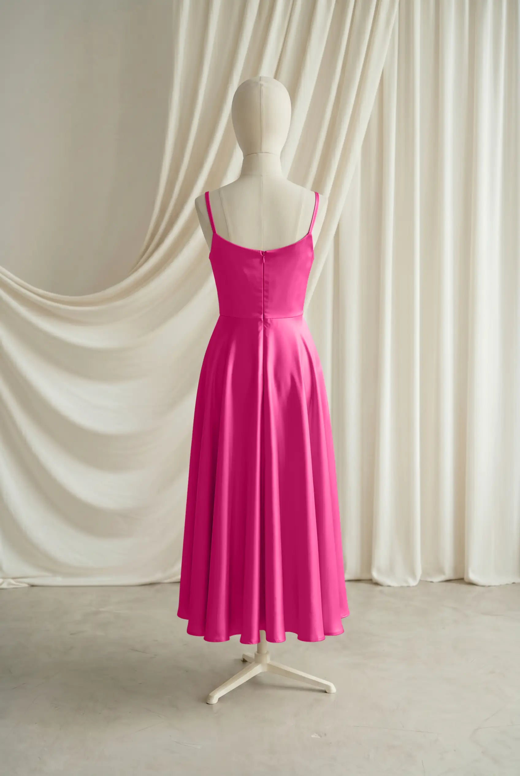 Tilly Junior Bridesmaid Dress in Cerise Satin