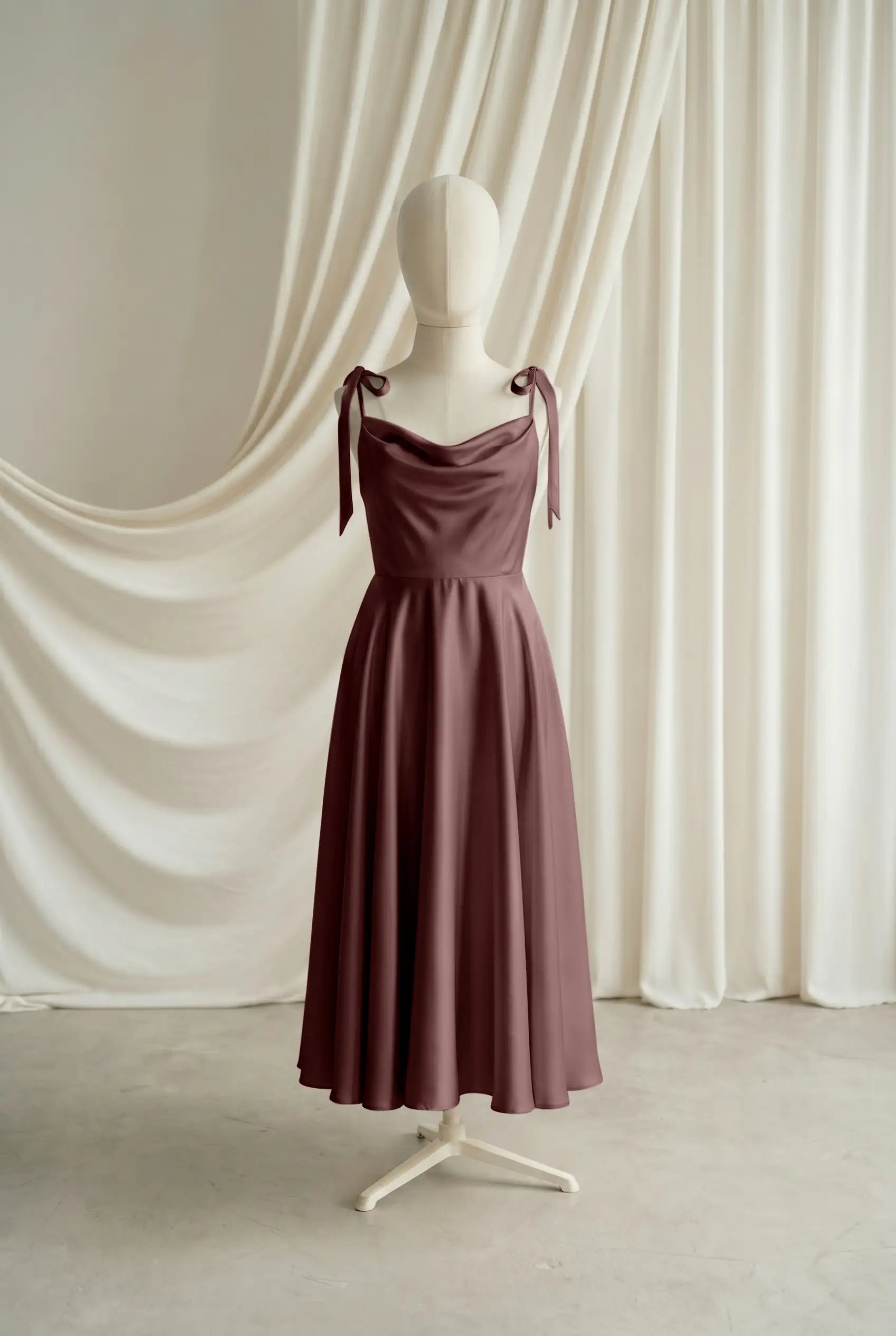 Tilly Junior Bridesmaid Dress in Chocolate Brown Satin