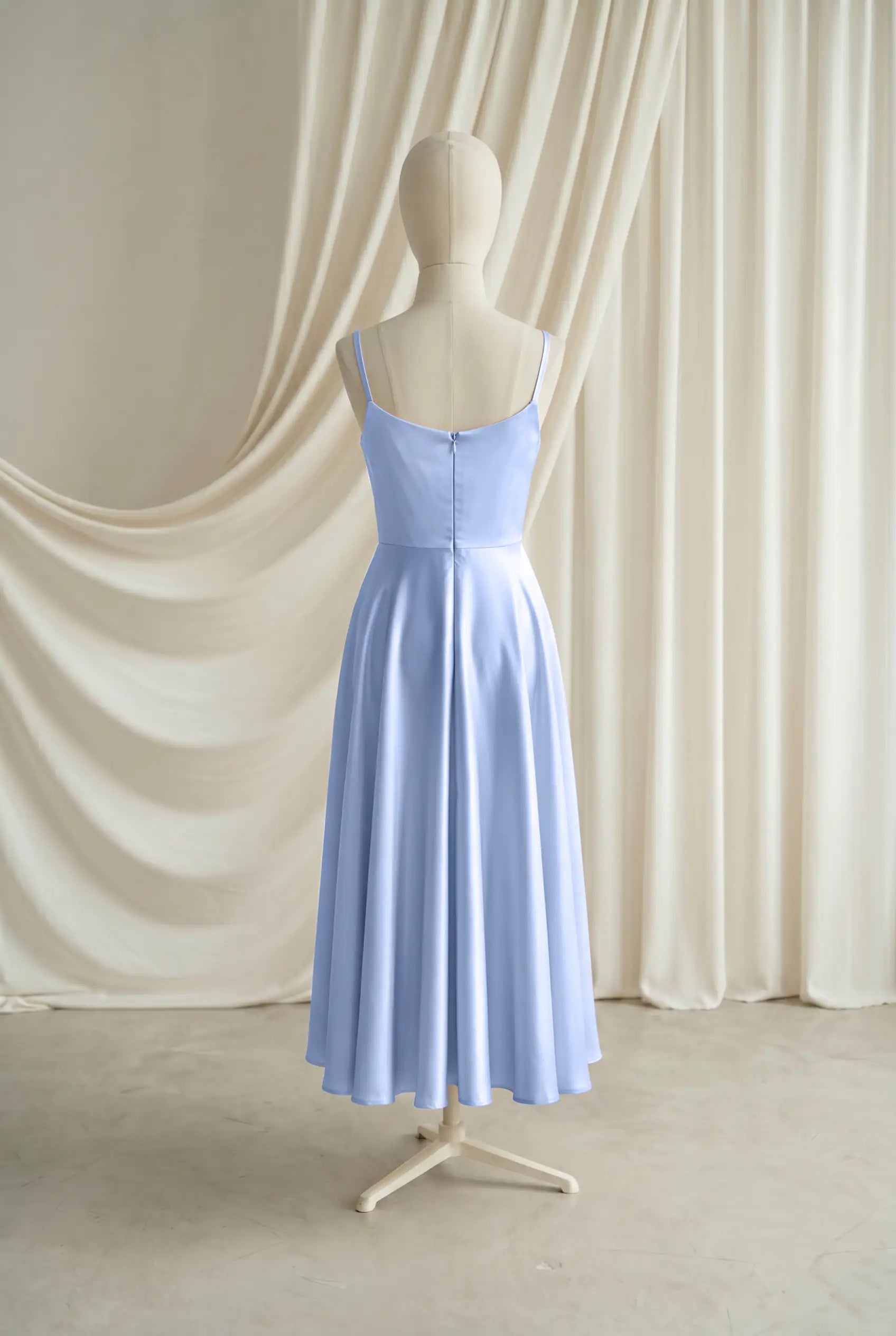 Tilly Junior Bridesmaid Dress in Dusty Blue Satin