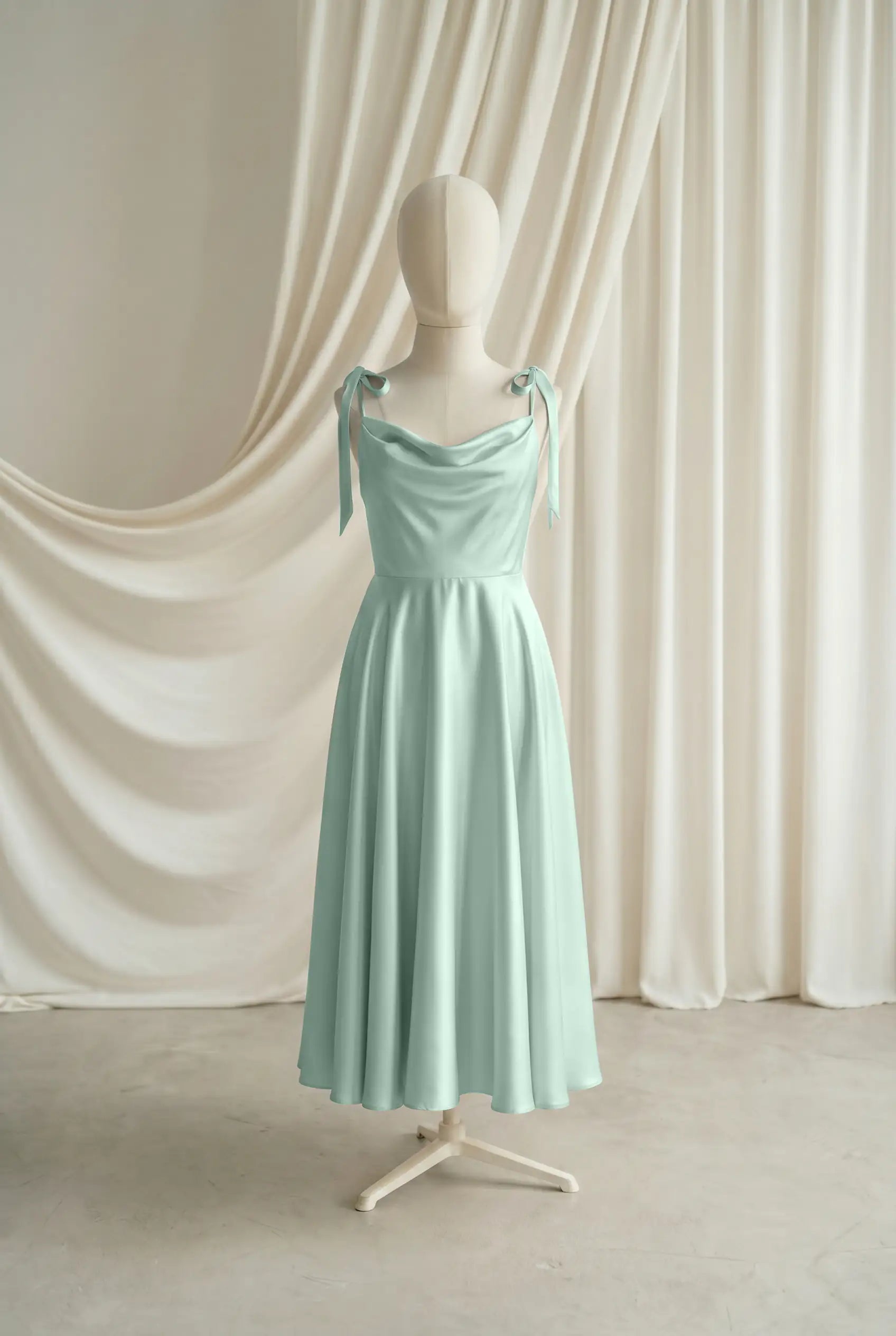 Tilly Junior Bridesmaid Dress in Dusty Eucalyptus Satin