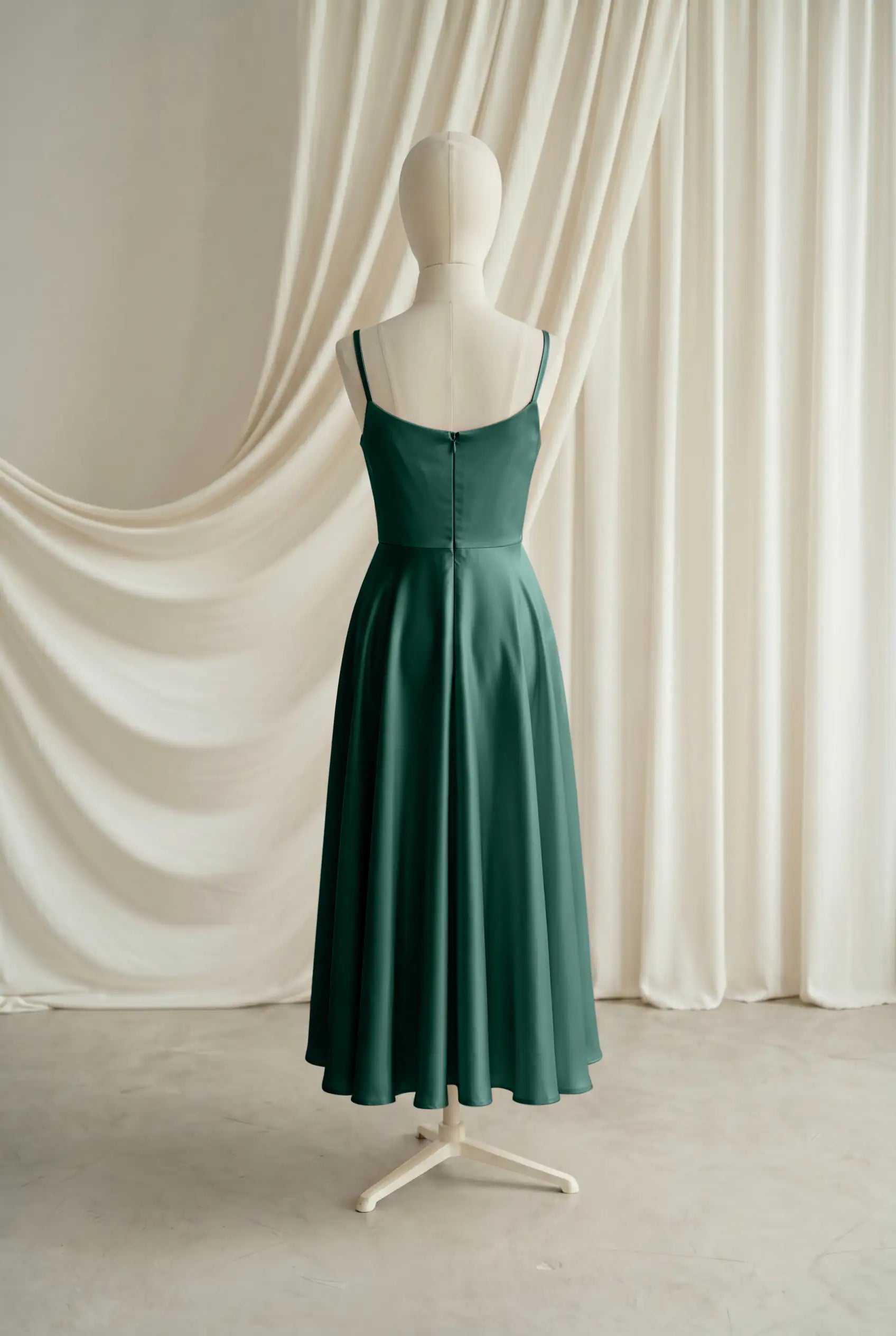 Tilly Junior Bridesmaid Dress in Forest Green Satin