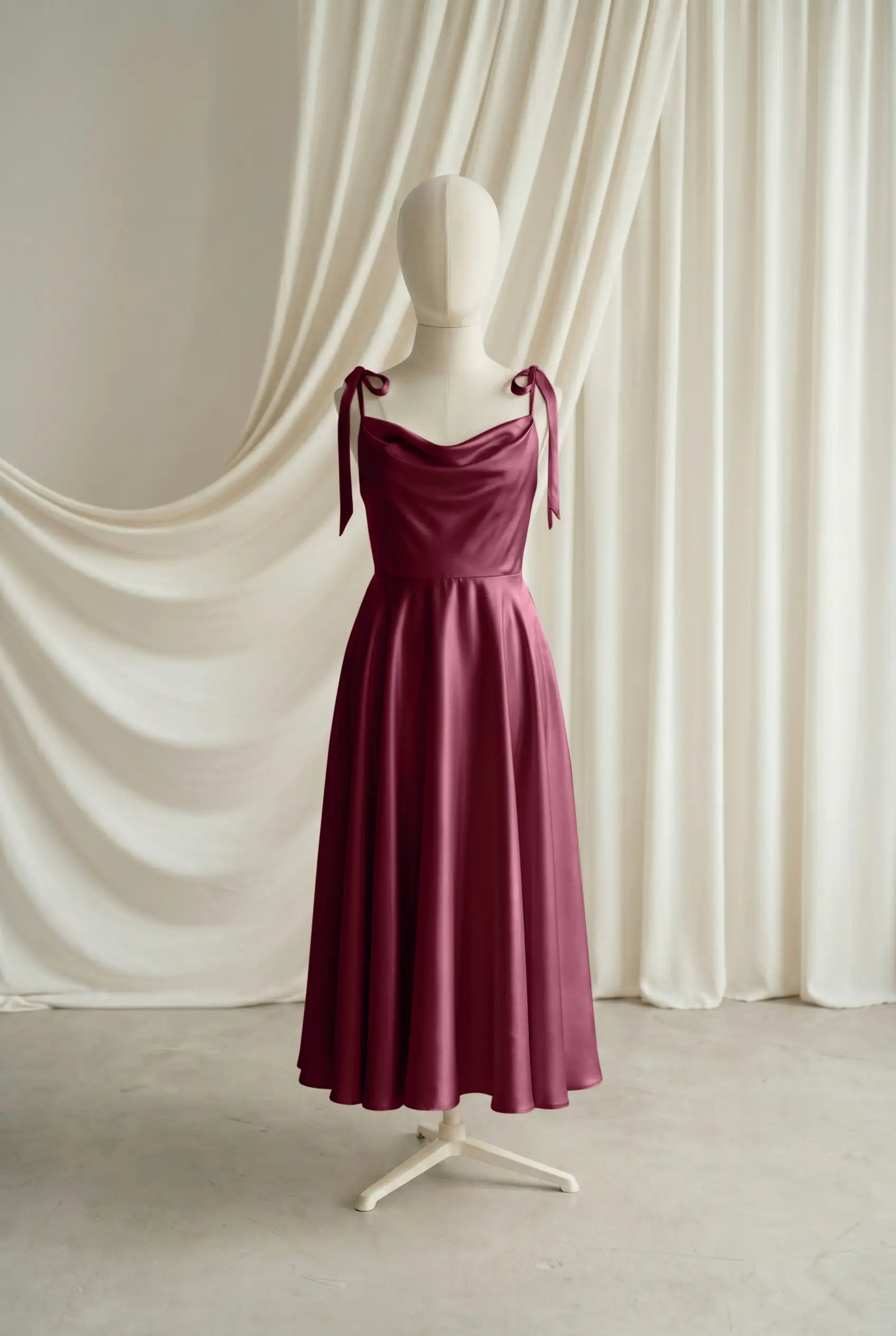 Tilly Junior Bridesmaid Dress in Merlot Satin
