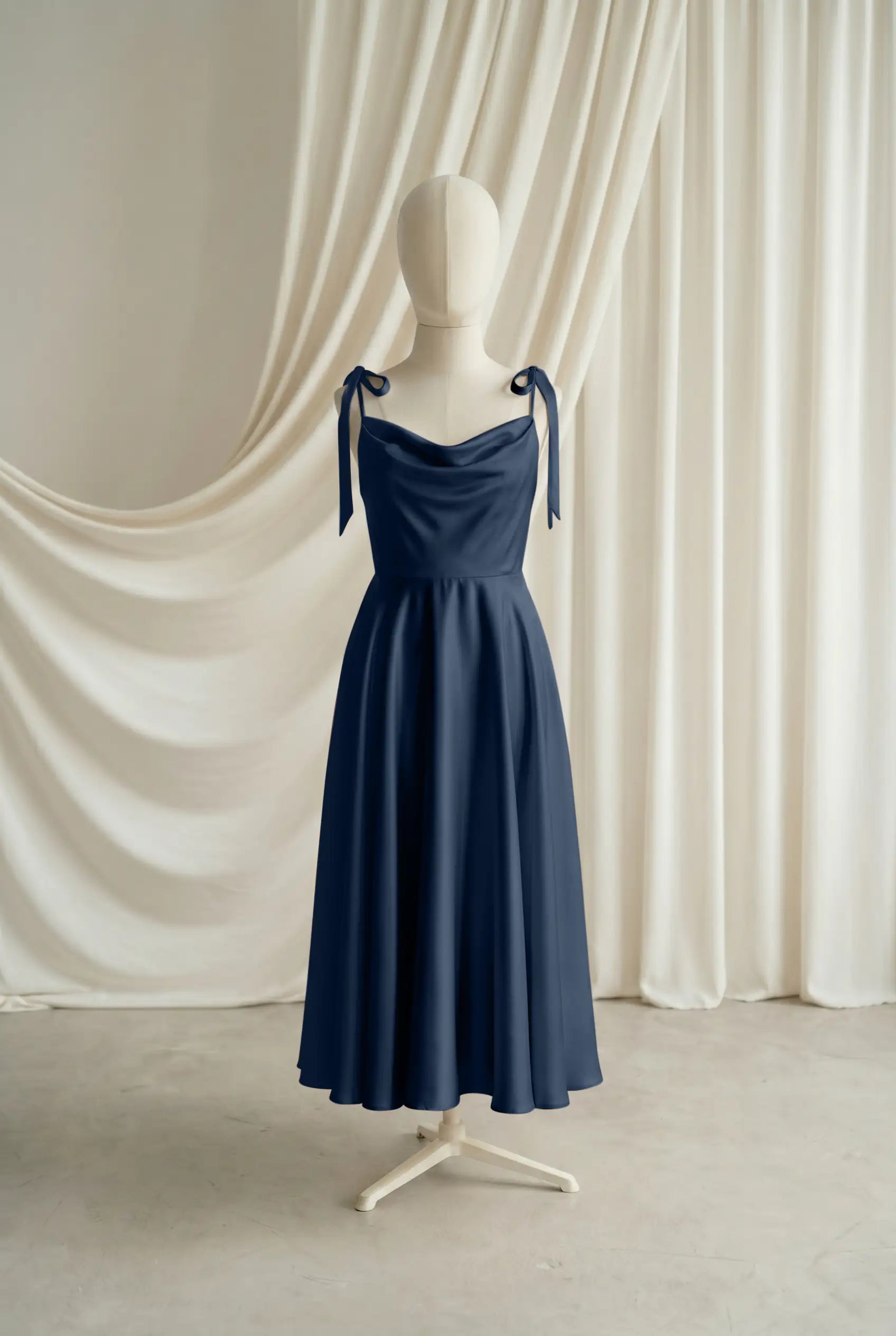 Tilly Junior Bridesmaid Dress in Navy Satin