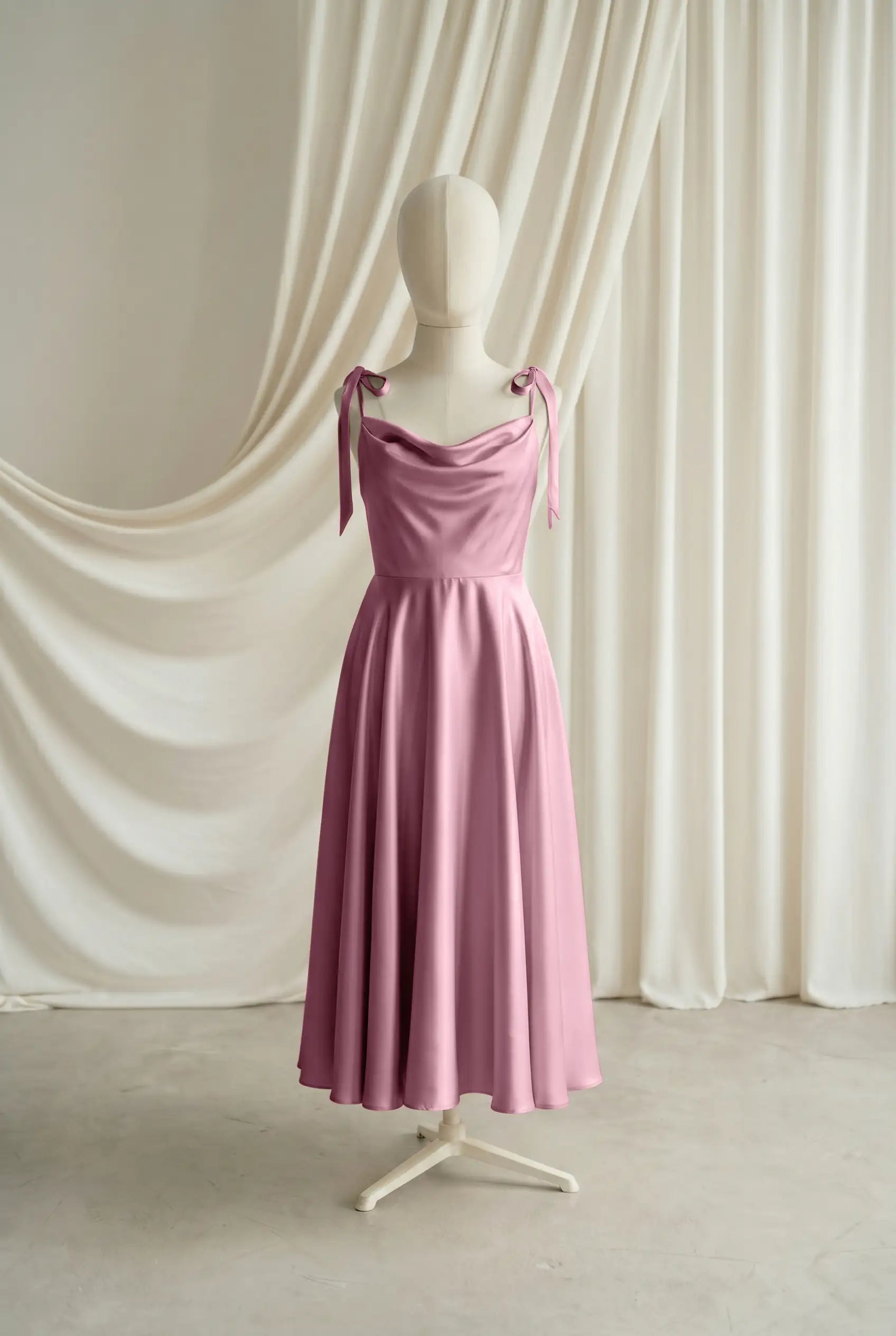 Tilly Junior Bridesmaid Dress in Rose Pink Satin