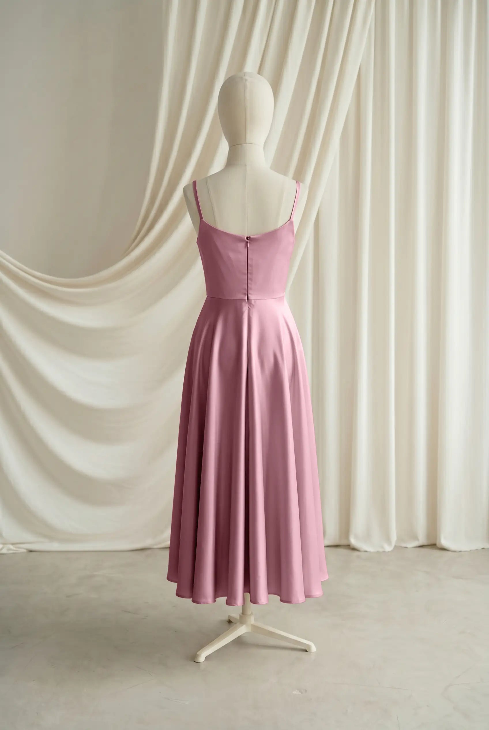 Tilly Junior Bridesmaid Dress in Rose Pink Satin