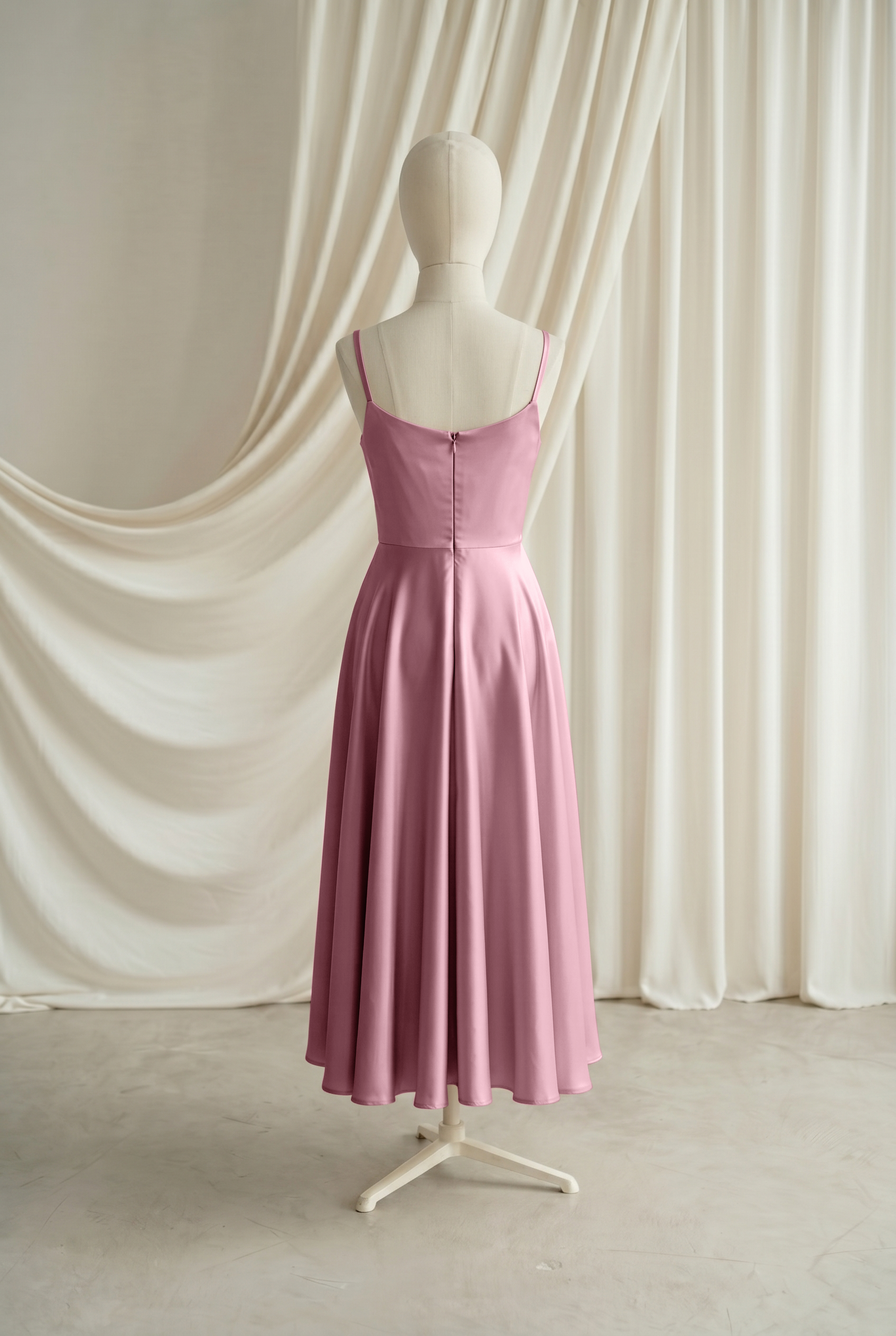 Tilly Junior Bridesmaid Dress in Rose Pink Satin