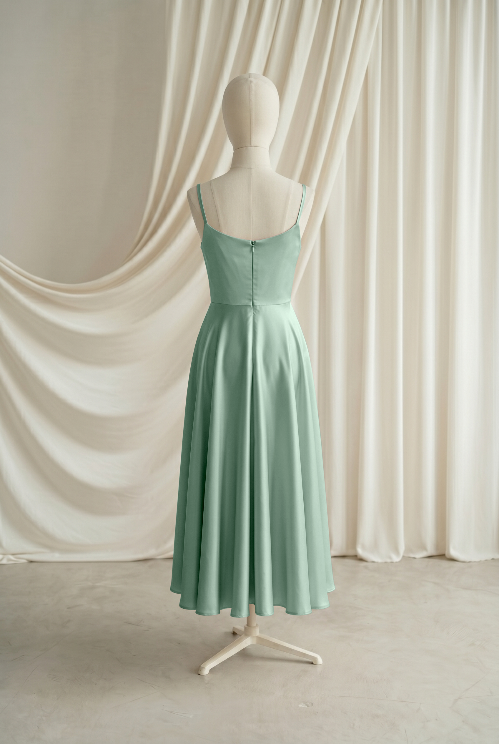 Tilly Junior Bridesmaid Dress in Sage Green Satin