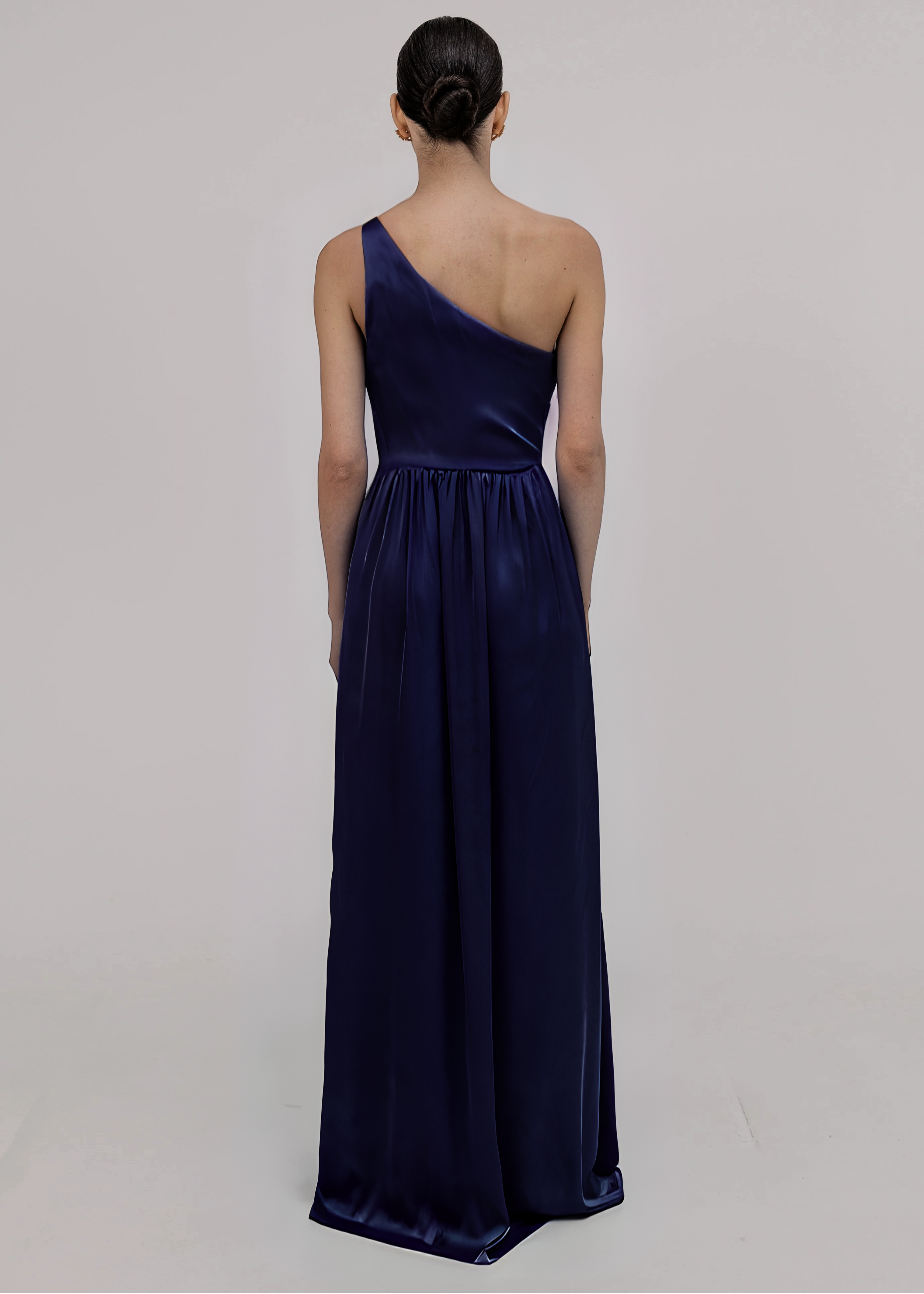 Greta Bridesmaid Dress in Navy Satin