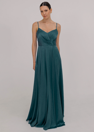 Isla Bridesmaid Dress in Emerald Dawn Satin