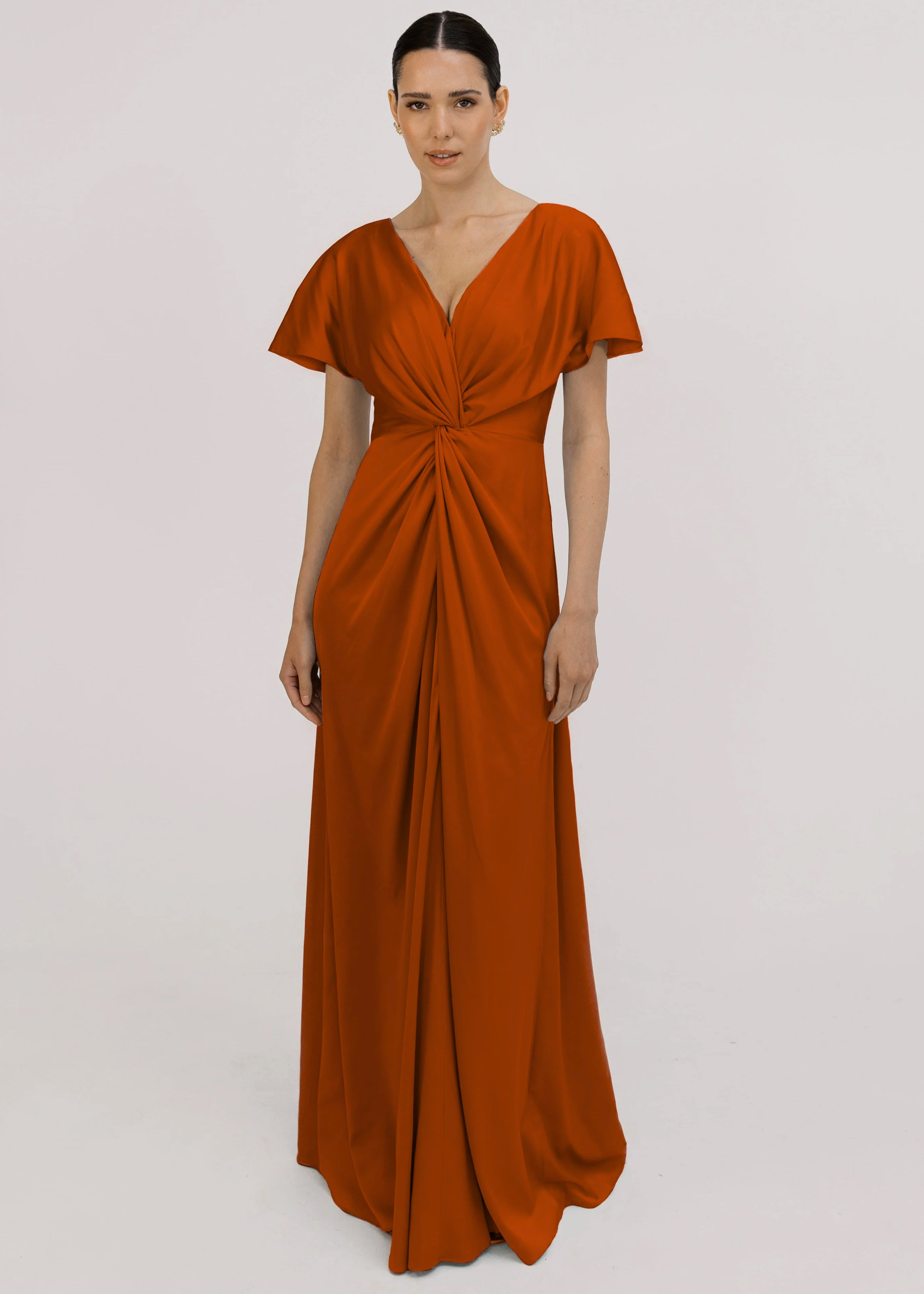 Camilla Bridesmaid Dress in Terracotta Satin