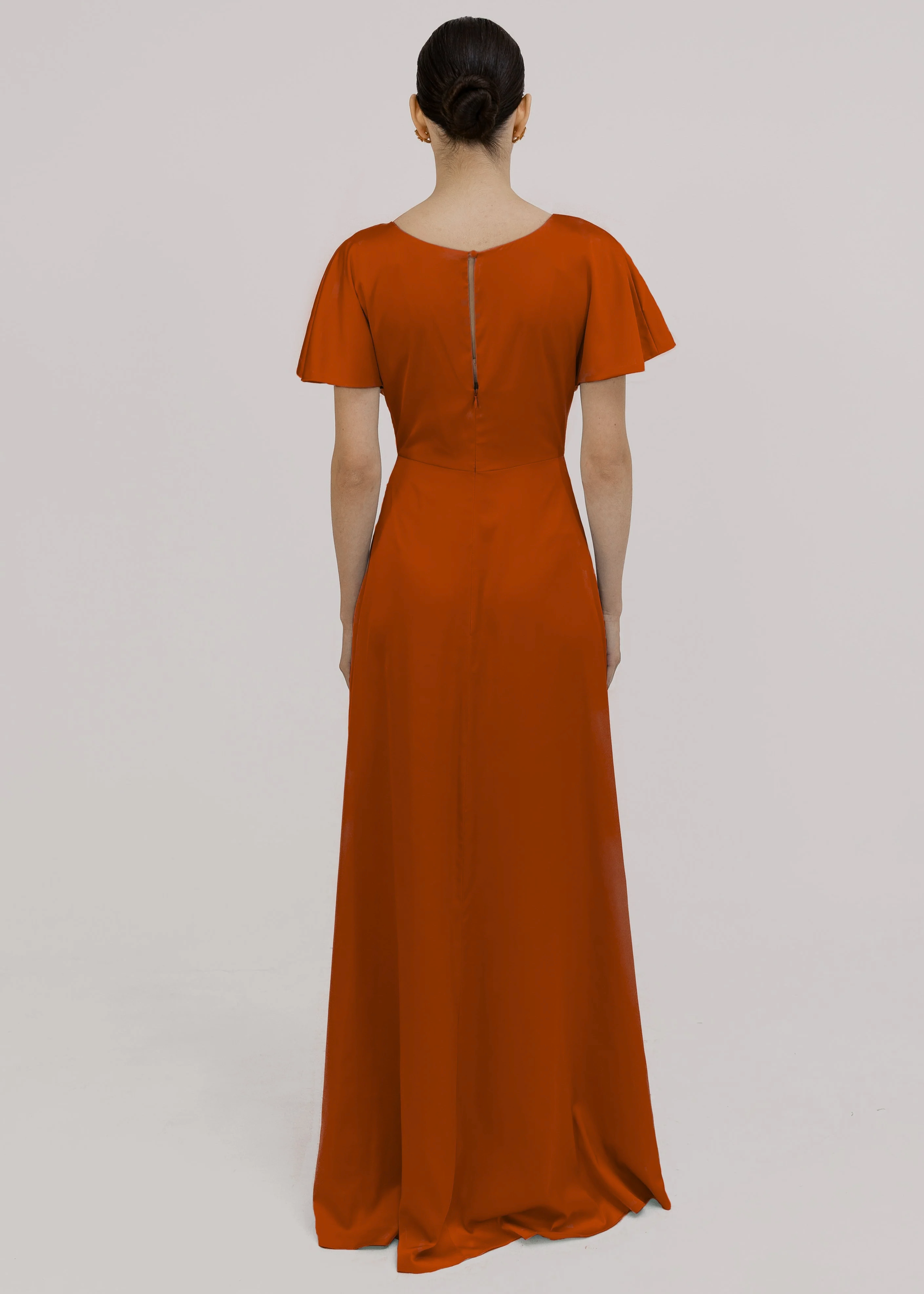 Camilla Bridesmaid Dress in Terracotta Satin