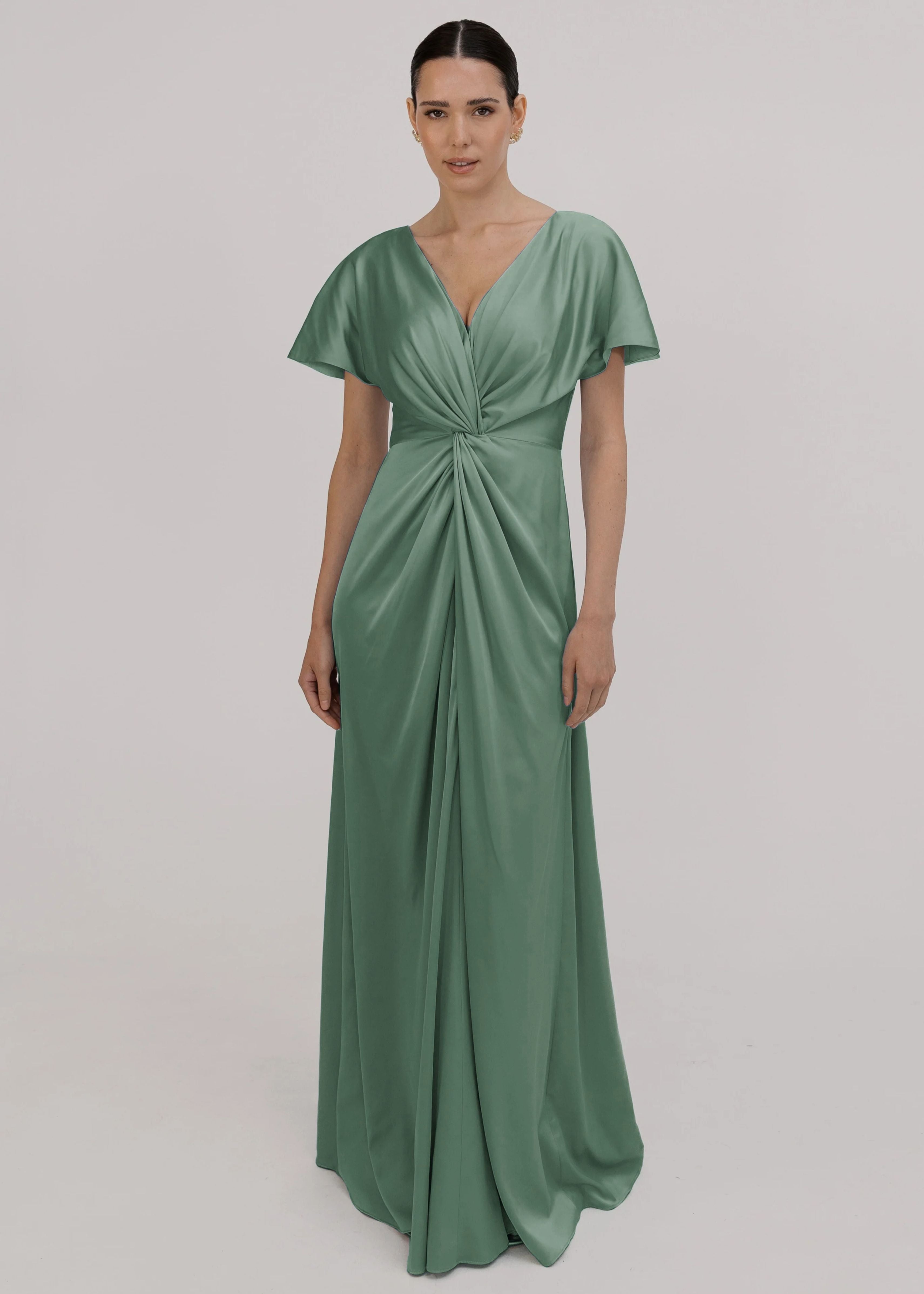 Camilla Bridesmaid Dress in Sage Green Satin