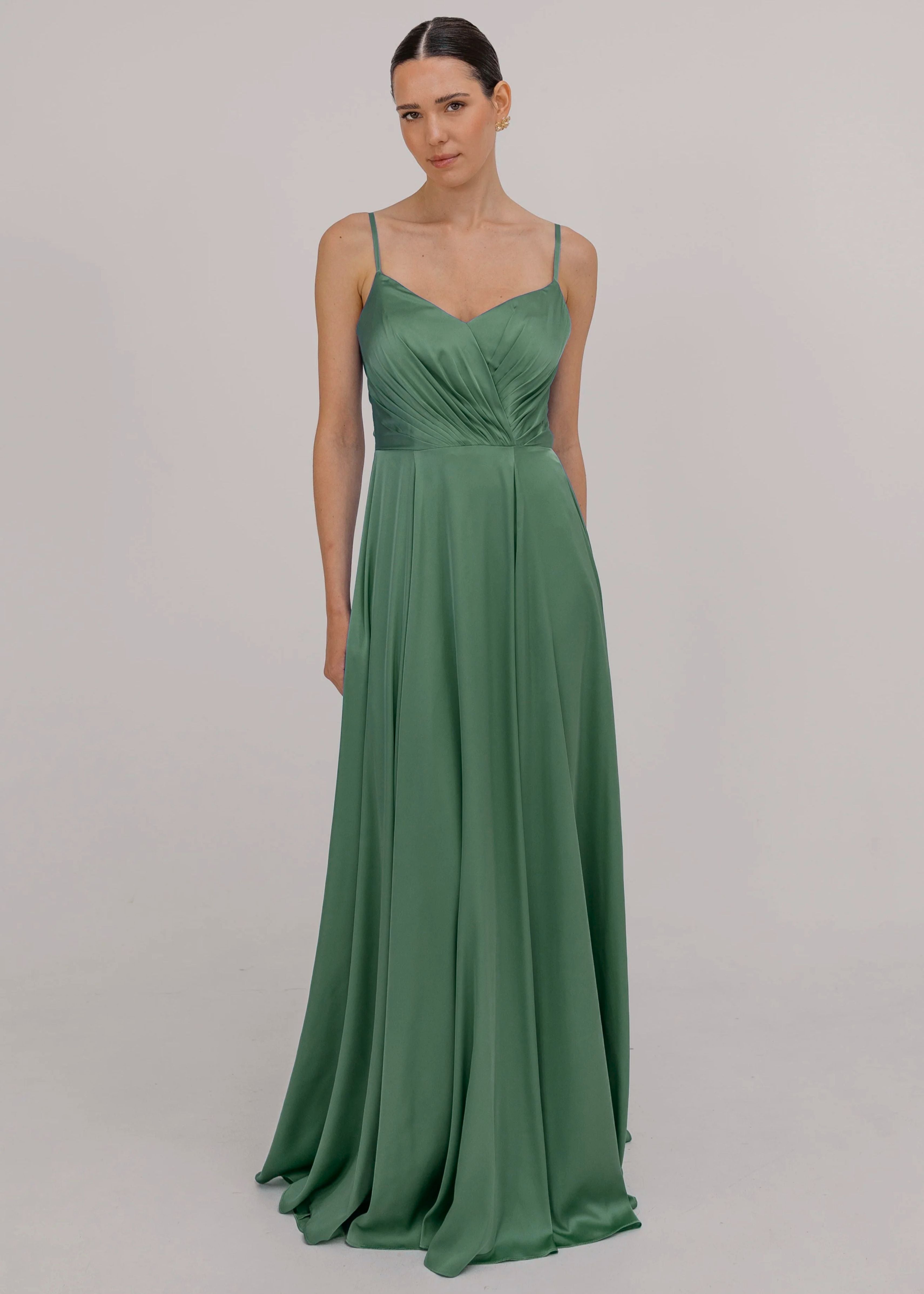 Isla Bridesmaid Dress in Sage Green Satin
