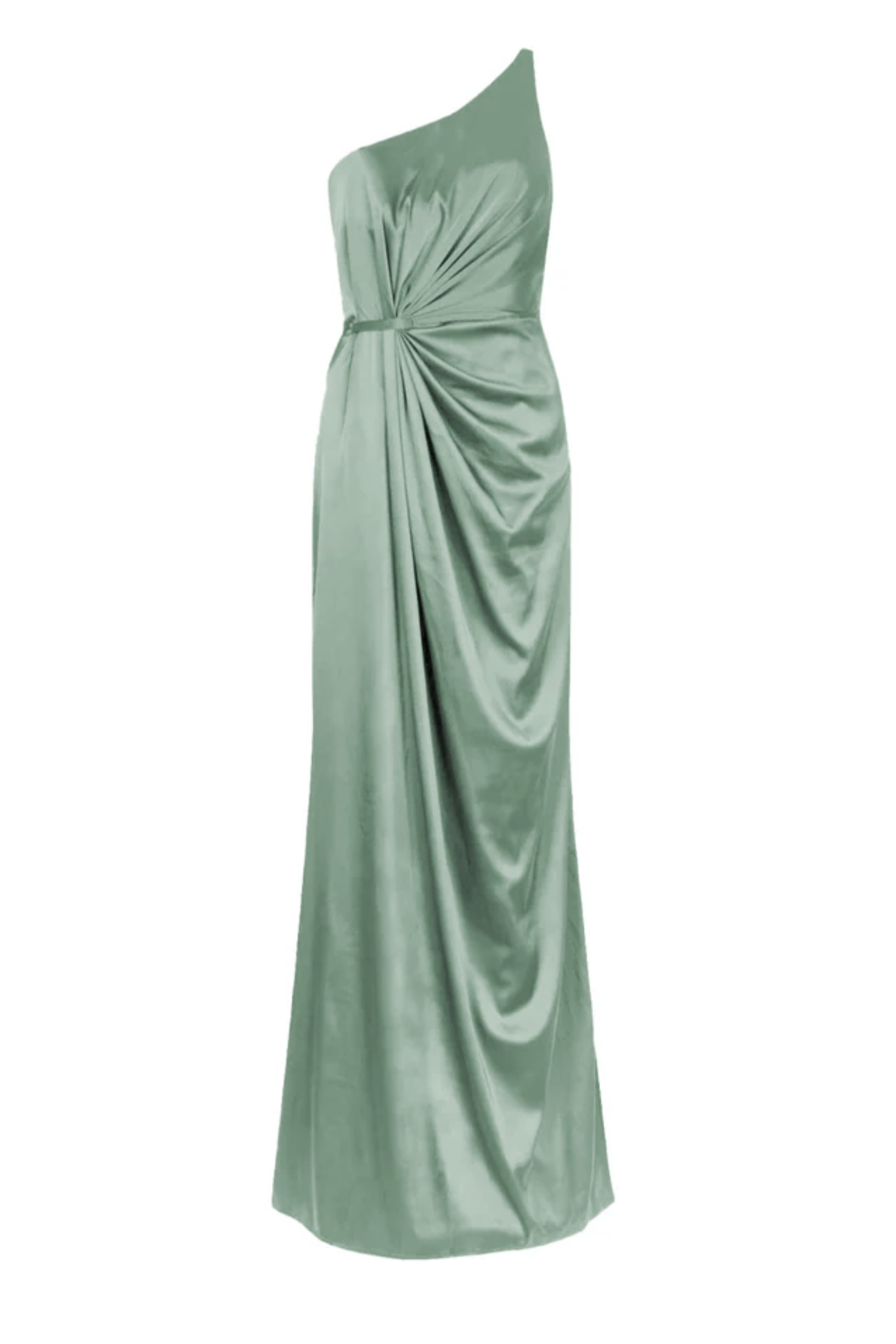 Greta Bridesmaid Dress in Sage Green Satin