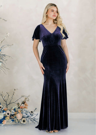 Celeste Velvet Bridesmaid Dress in Navy