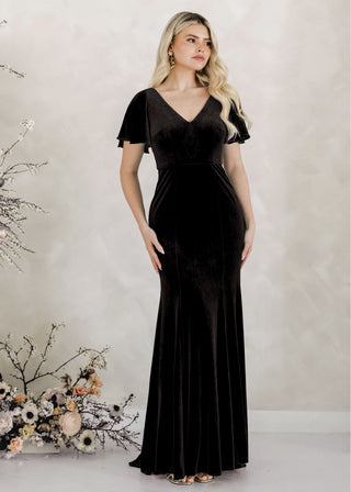Celeste Velvet Bridesmaid Dress in Black