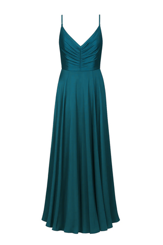 Isla Bridesmaid Dress in Emerald Dawn Satin
