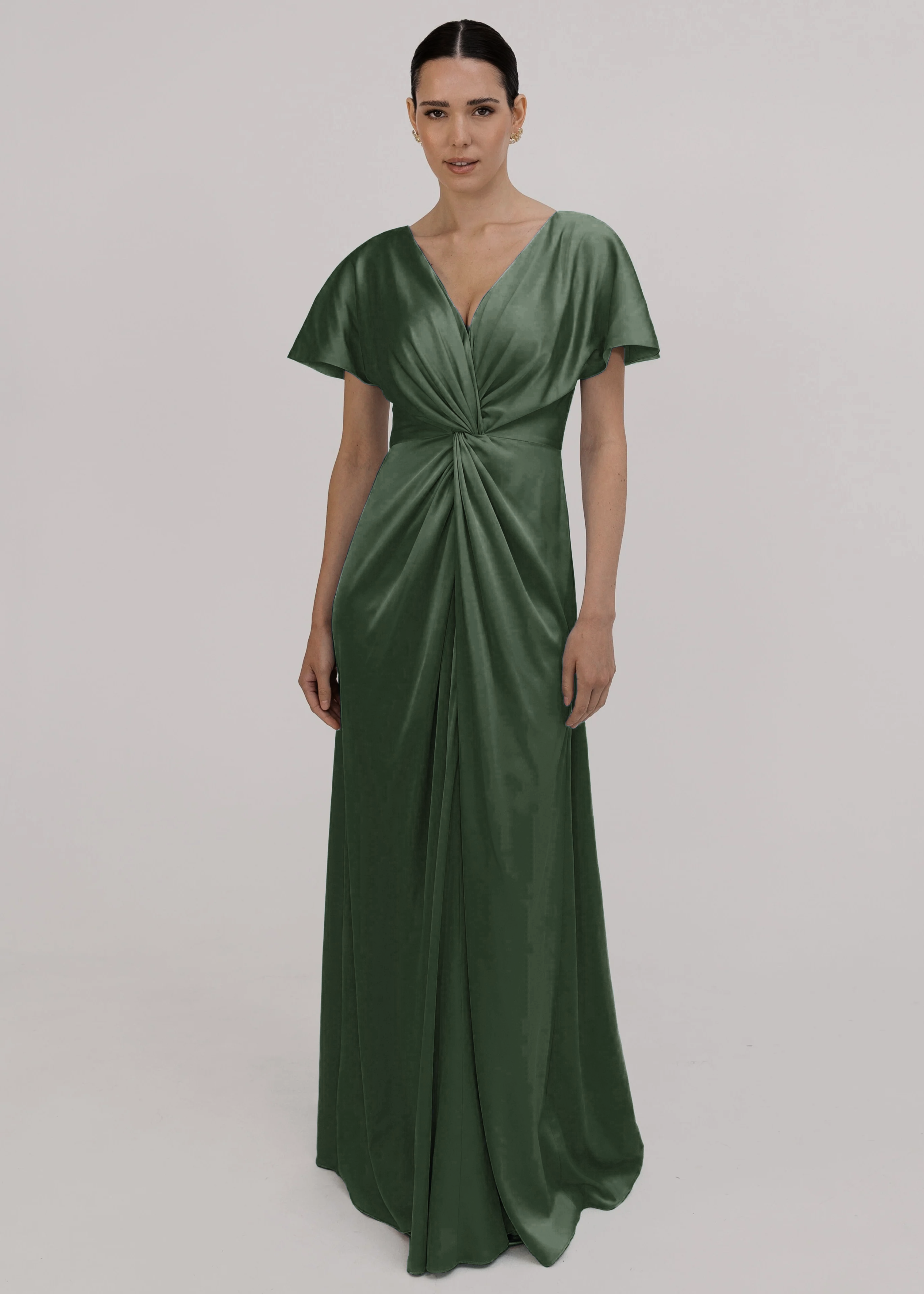 Camilla Bridesmaid Dress in Olive Grove Satin