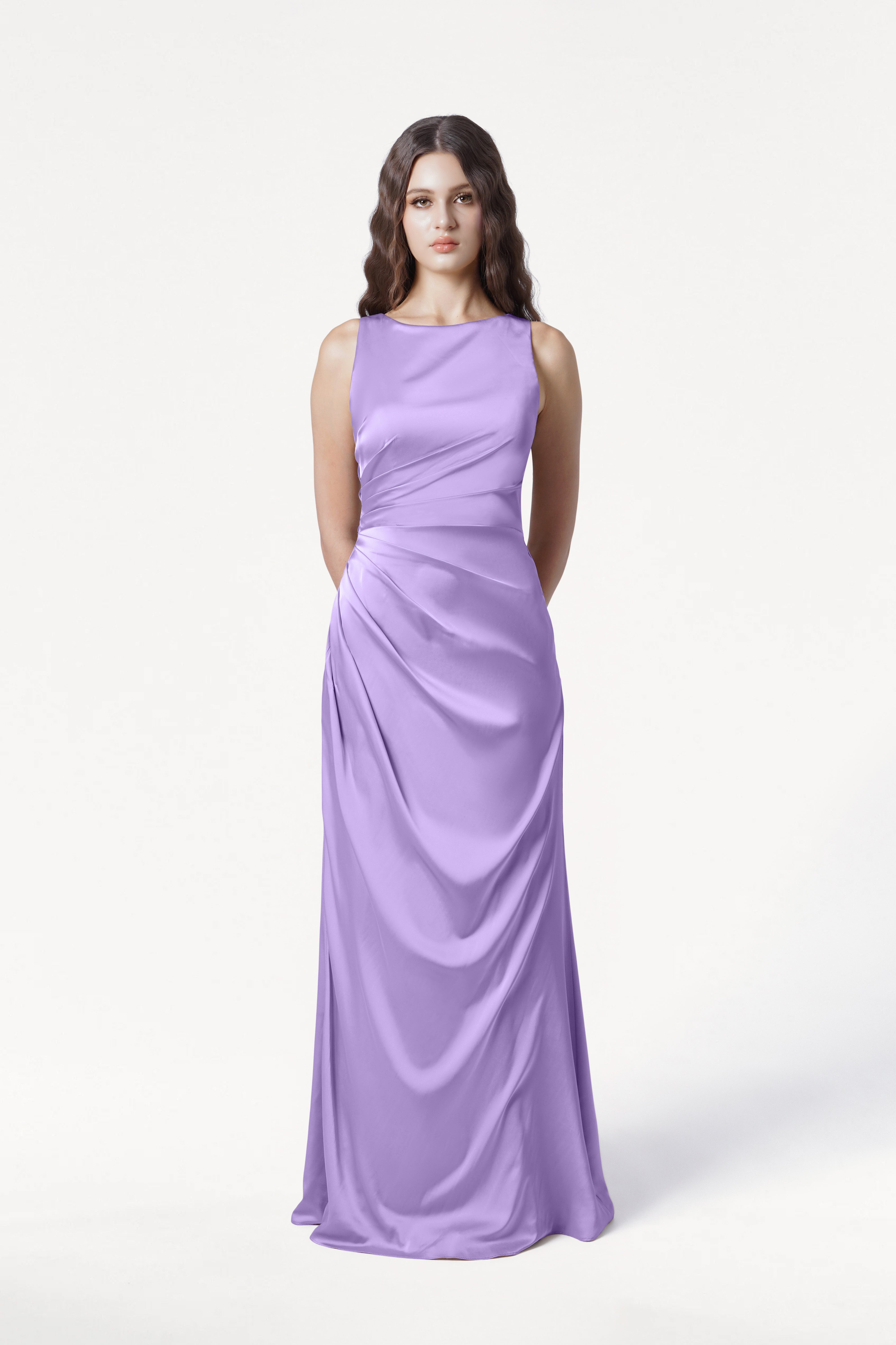 Nala Bridesmaid Dress in Violet Satin