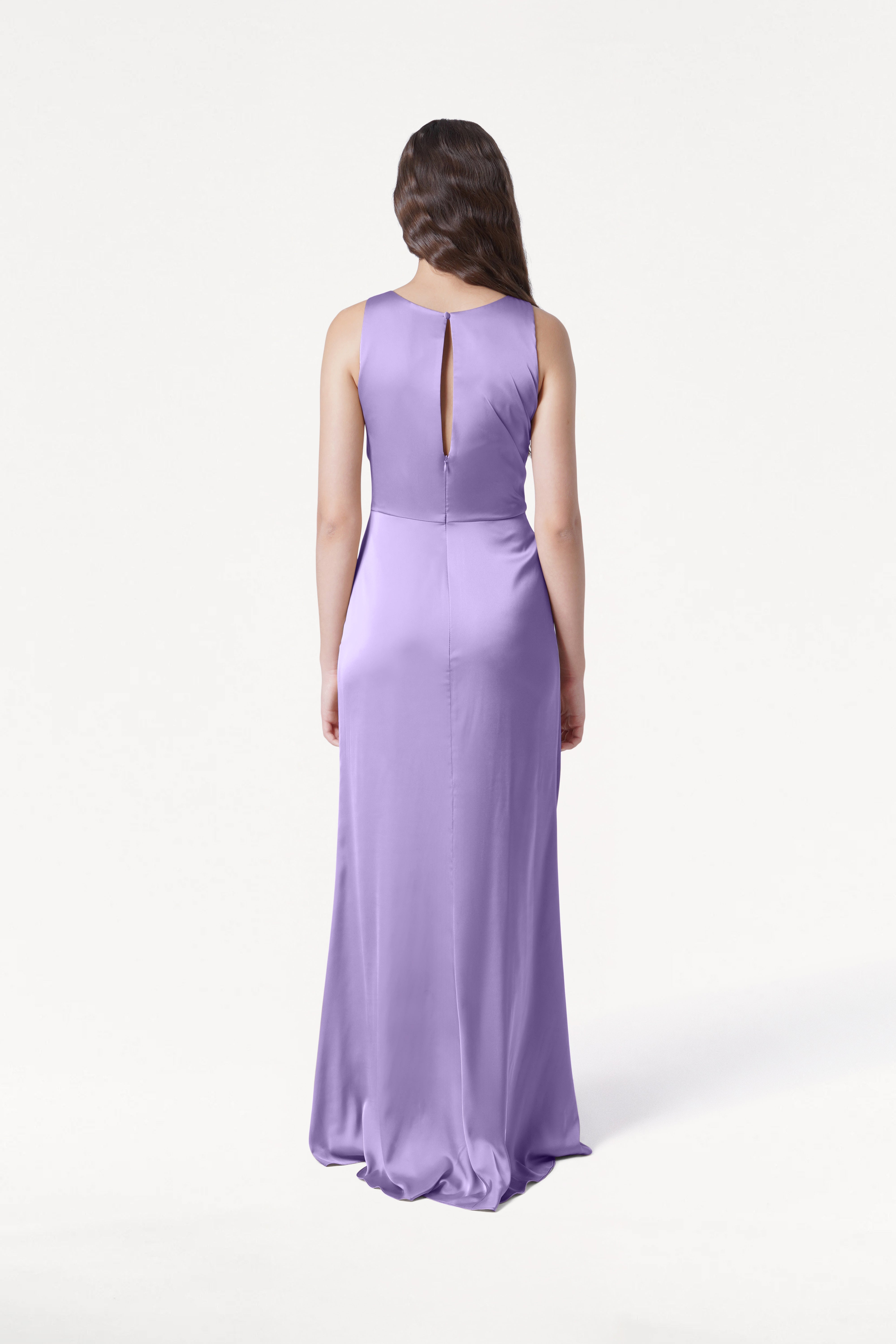 Nala Bridesmaid Dress in Violet Satin