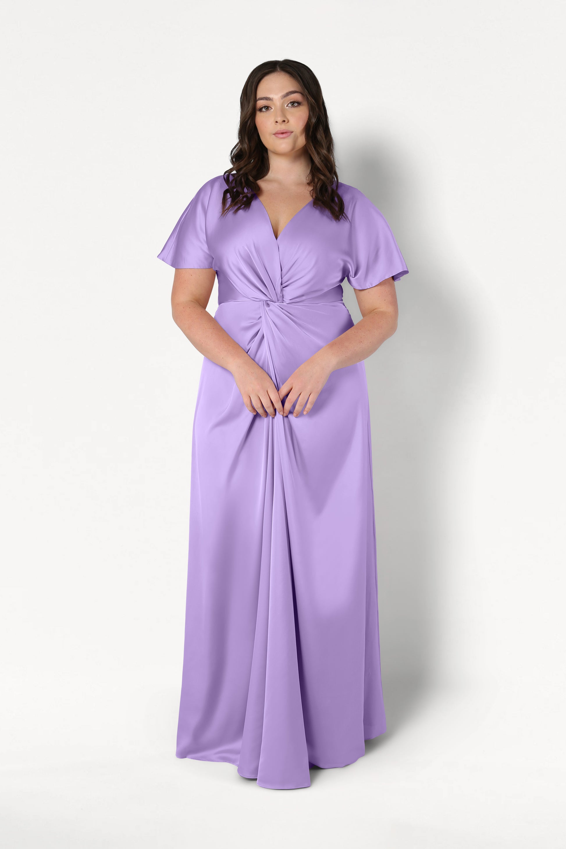 TH&TH Camilla Bridesmaid Dress in Violet Satin