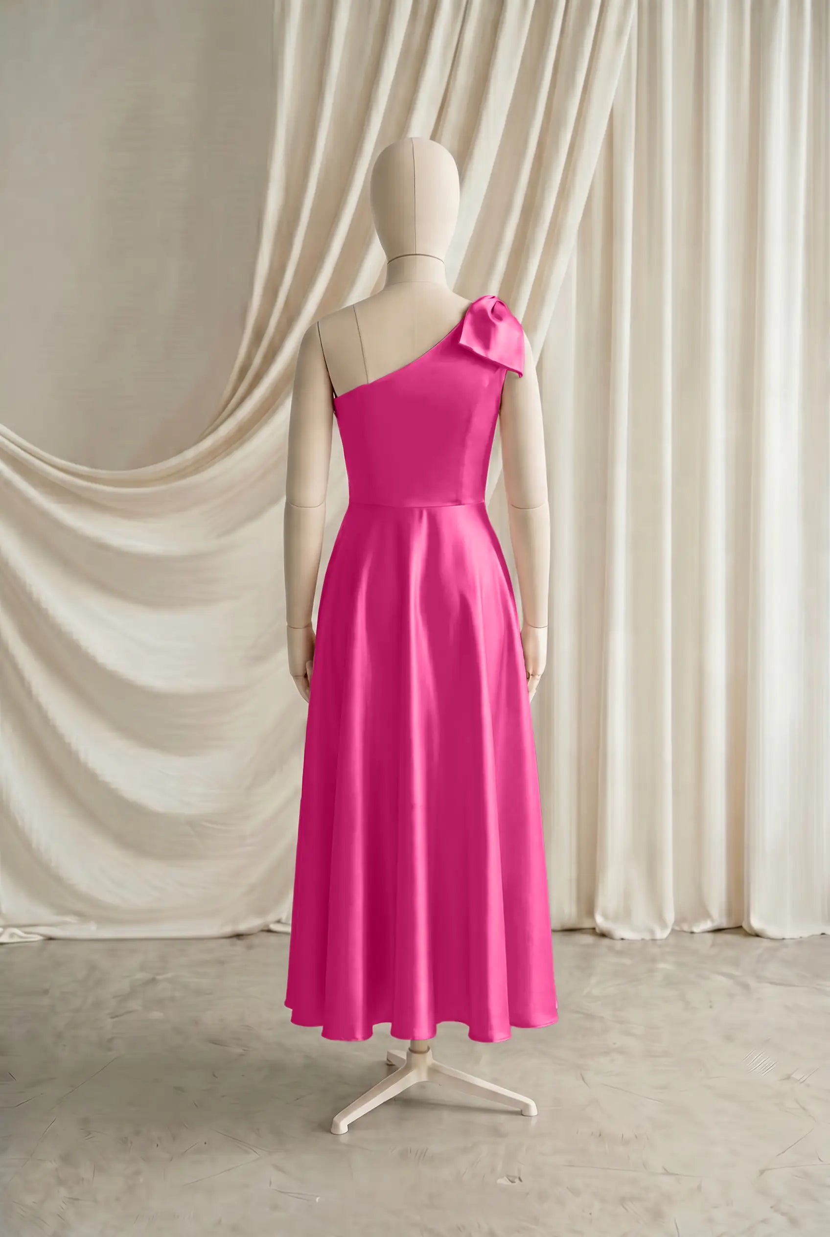 Zara Junior Bridesmaid Dress in Cerise Satin