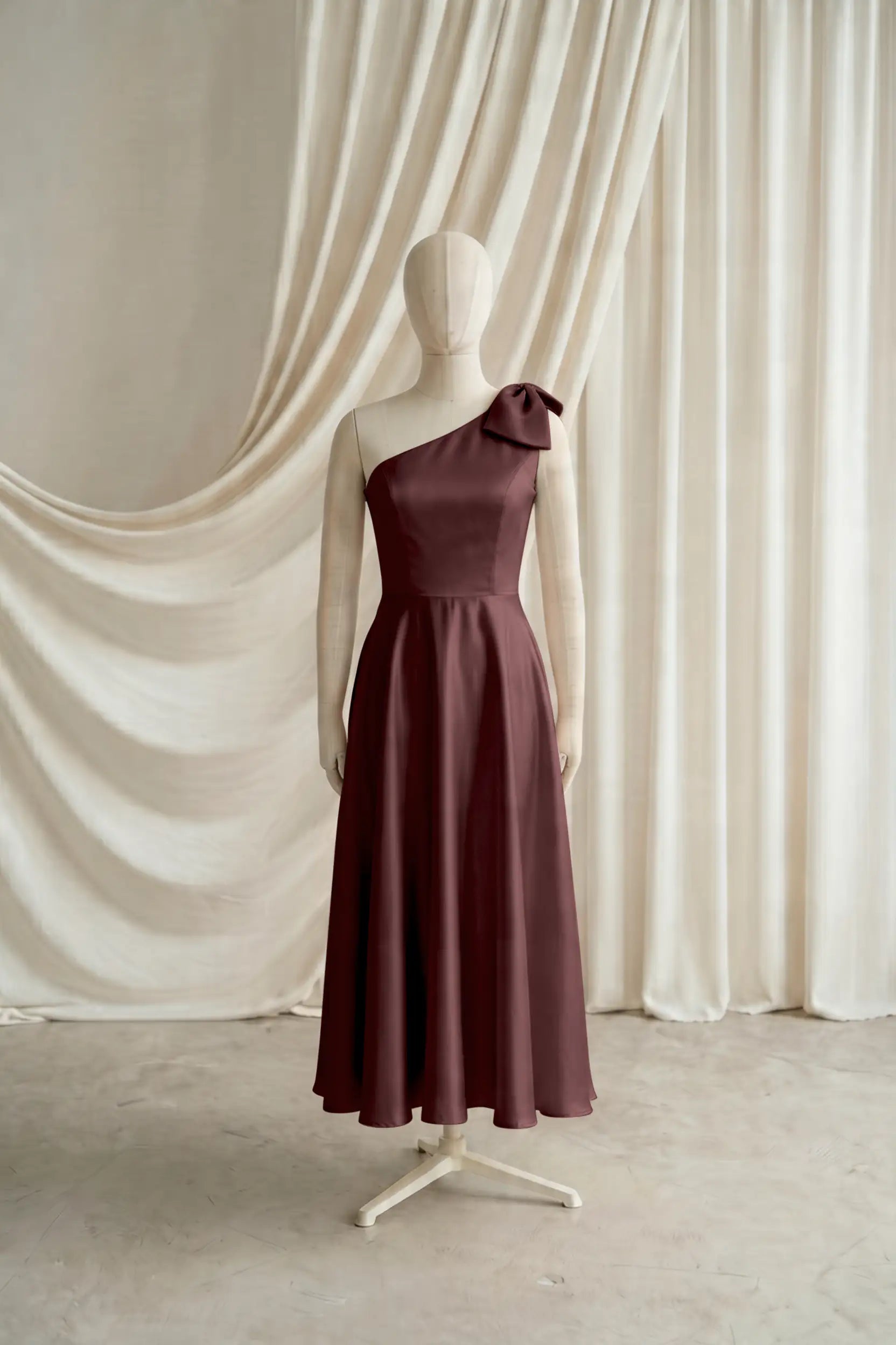 Zara Junior Bridesmaid Dress in Chocolate Brown Satin