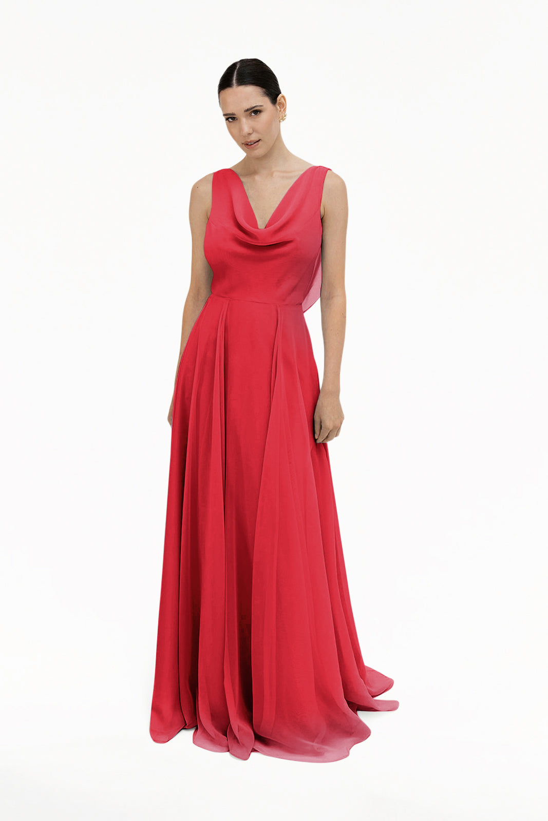 Athena Bridesmaid Dress In Ruby Chiffon